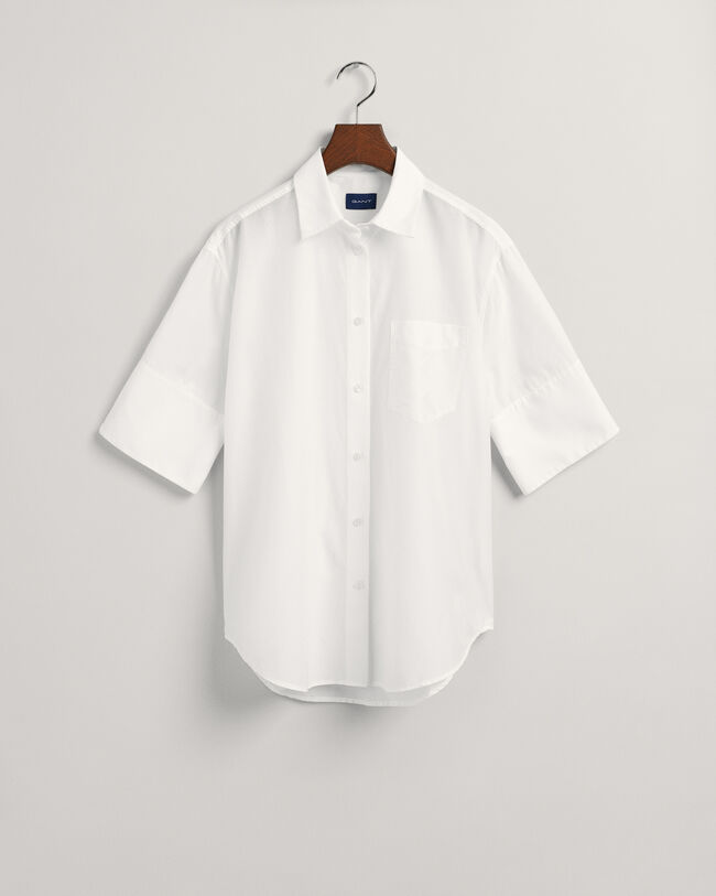 Camicia in misto cotone-seta a maniche corte relaxed fit