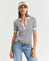 Rugger maniche corte a righe in maglia a coste