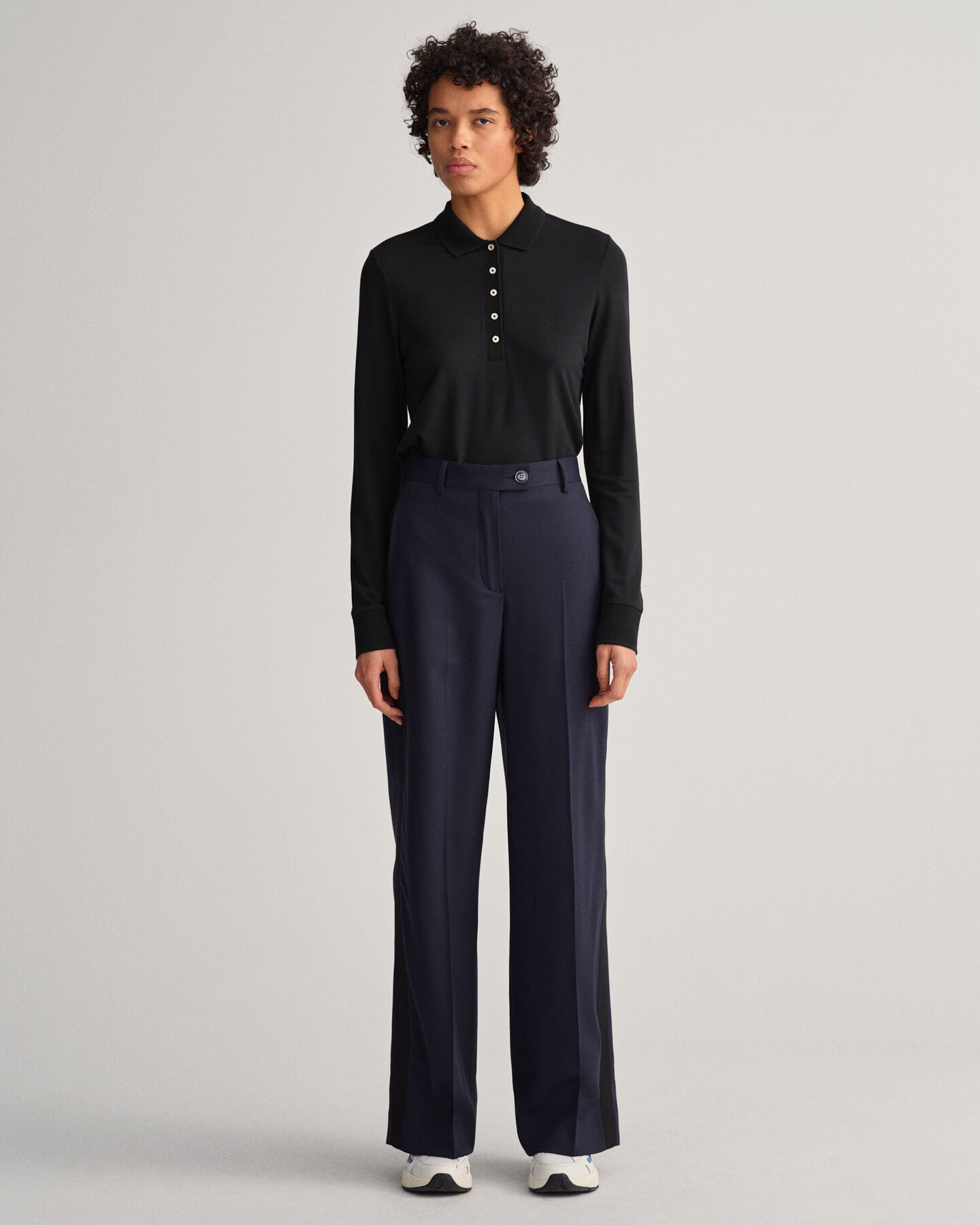 Polo Detail Collar in piqu&eacute; a maniche lunghe