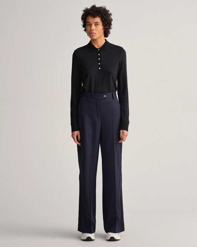 Polo Detail Collar in piqu&eacute; a maniche lunghe