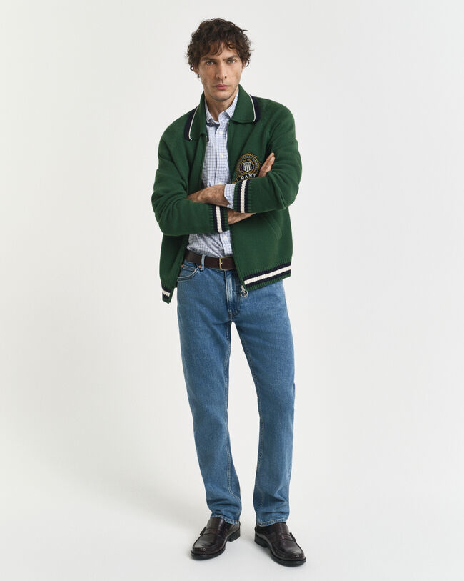 Classica camicia in popeline a micro quadri regular fit