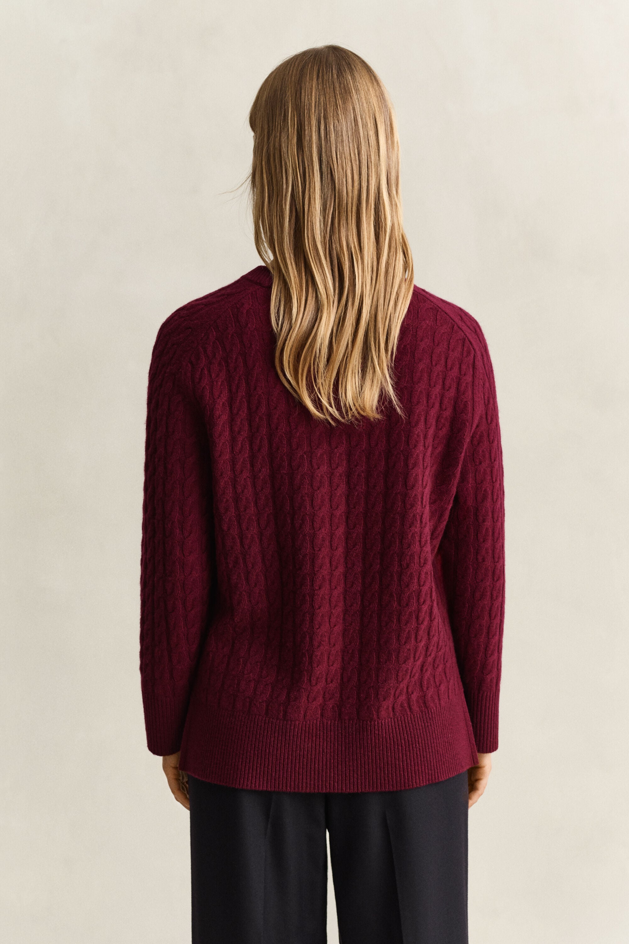 Maglia a trecce in cashmere e lana