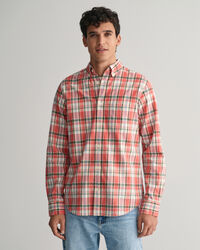 Camicia in misto lino-cotone a quadri regular fit