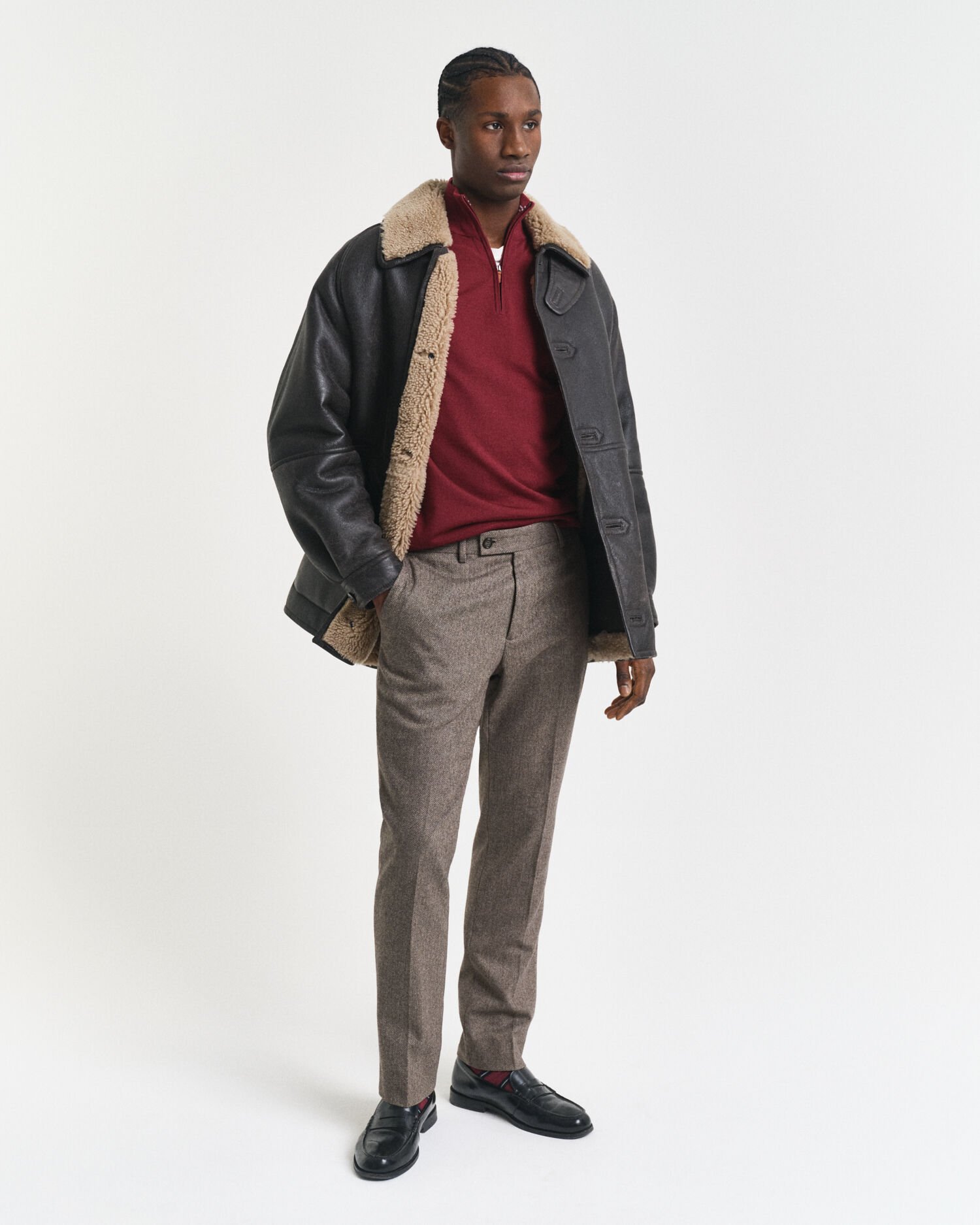 Maglia con zip corta in finissima lana merino