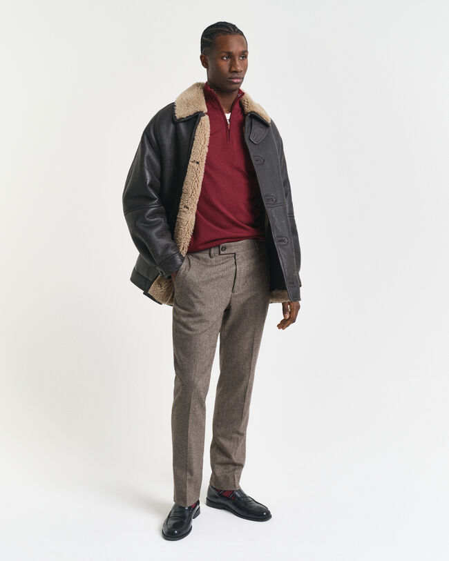 Maglia con zip corta in finissima lana merino