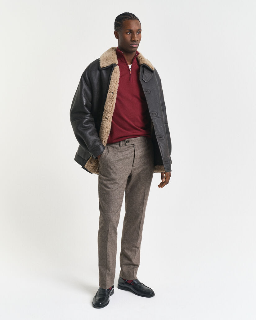 Maglia con zip corta in finissima lana merino