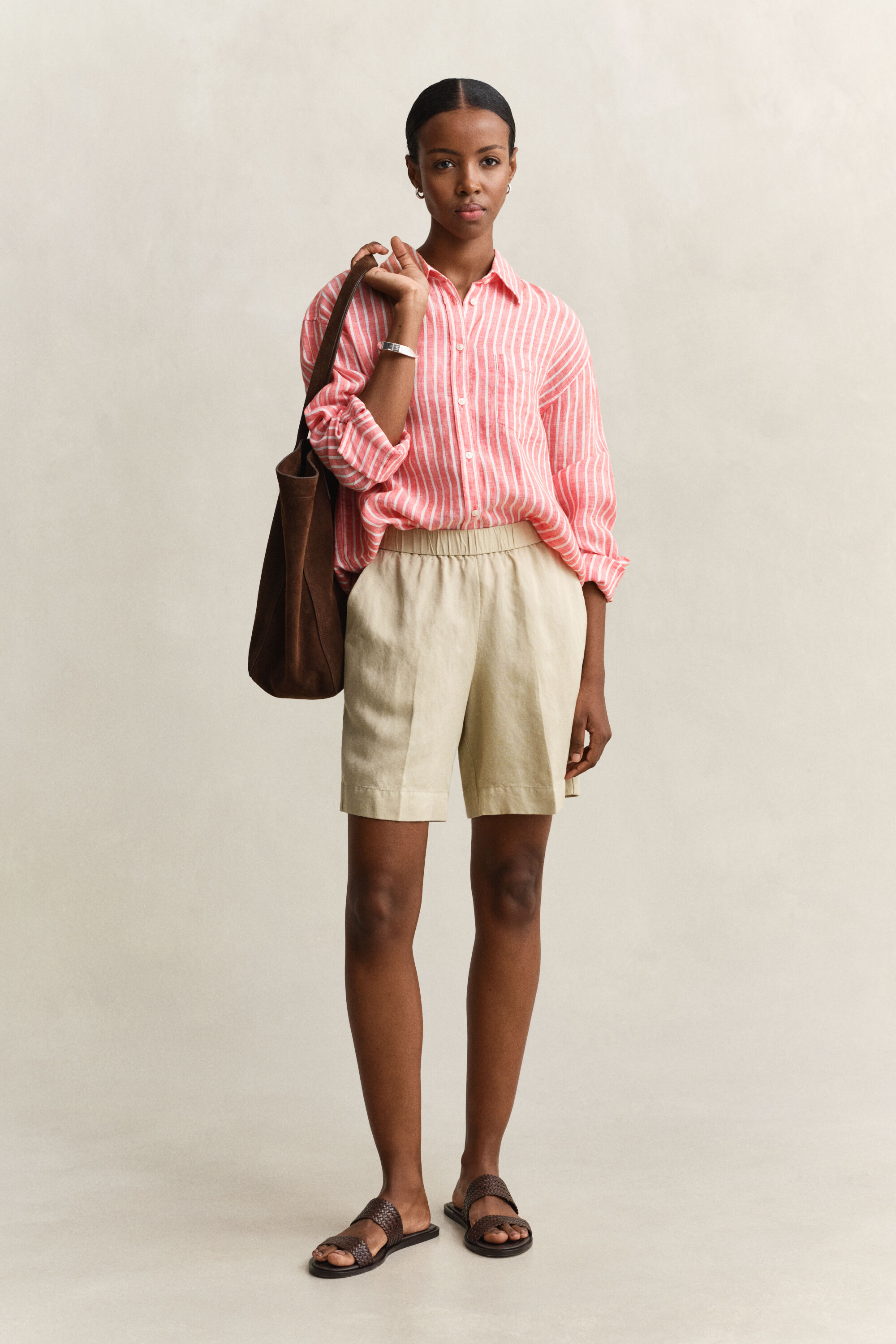 Camicia di lino a righe relaxed fit