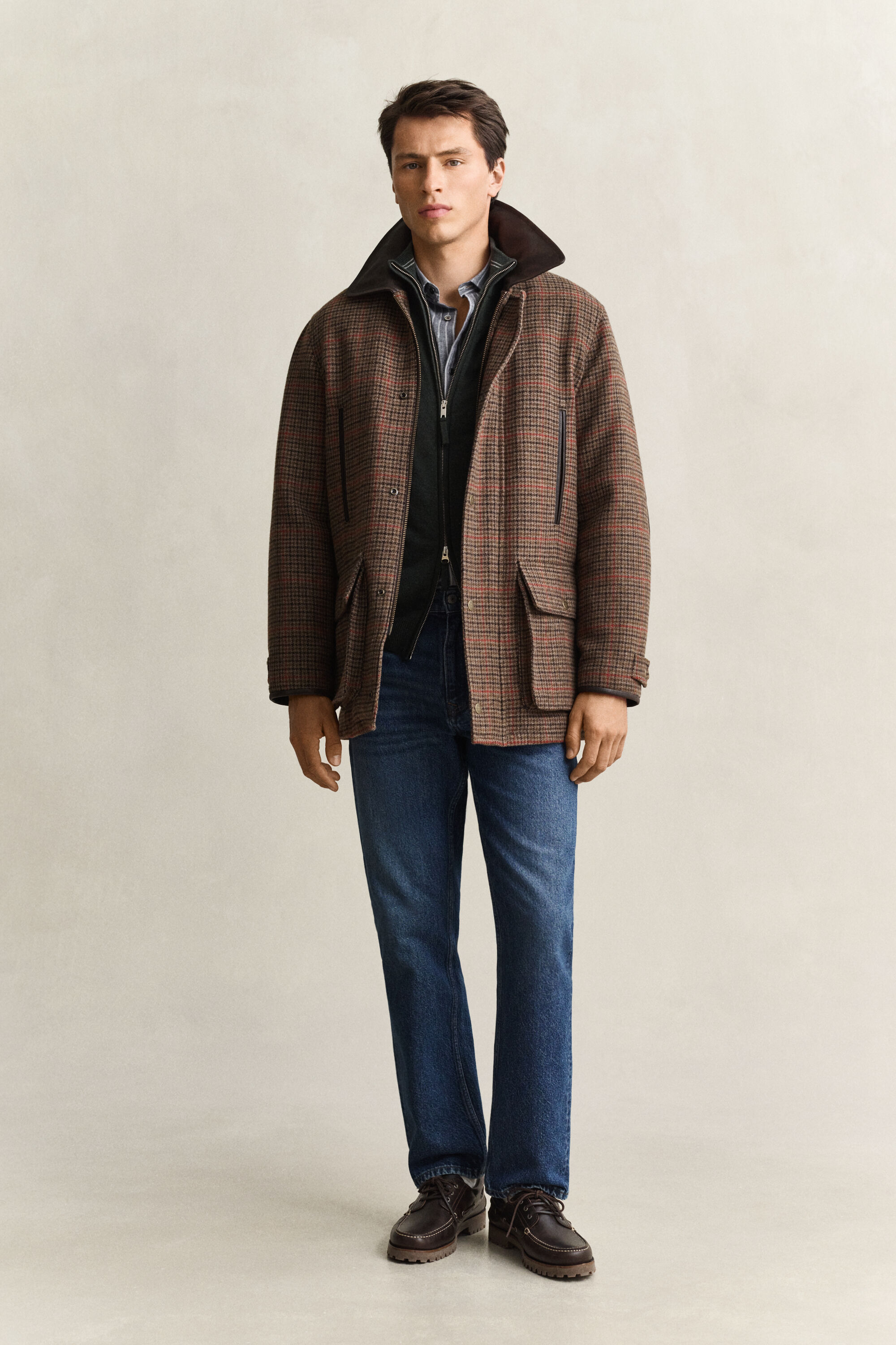 Cardigan con zip in lana d’agnello