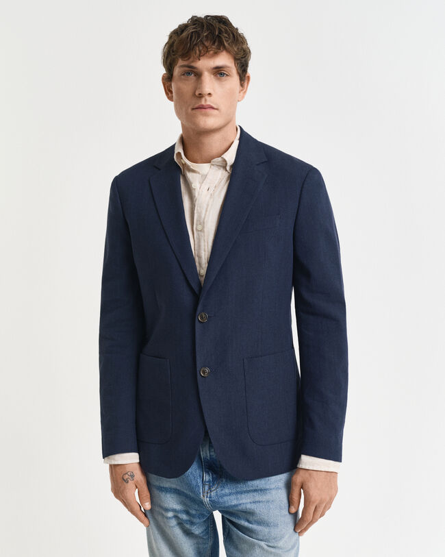 Giacca da abito in lino-cotone slim fit