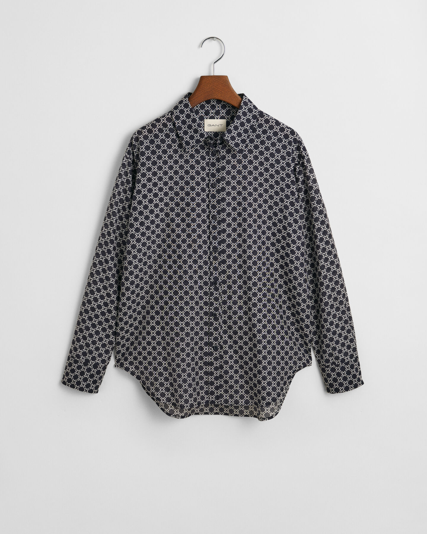 Camicia geometrica misto cotone-seta relaxed fit