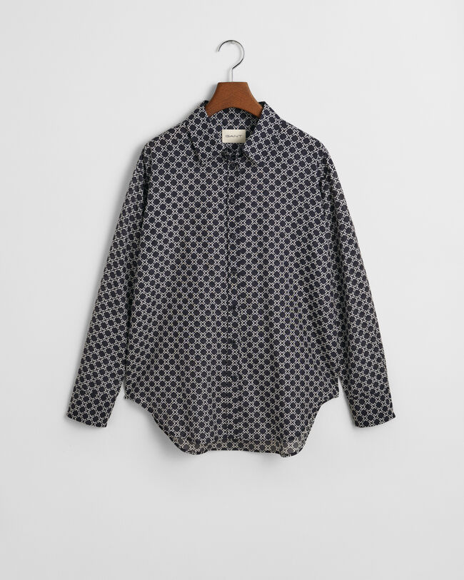 Camicia geometrica misto cotone-seta relaxed fit