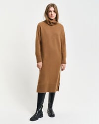 Abito a collo alto con dettagli con motivo a spina di pesce