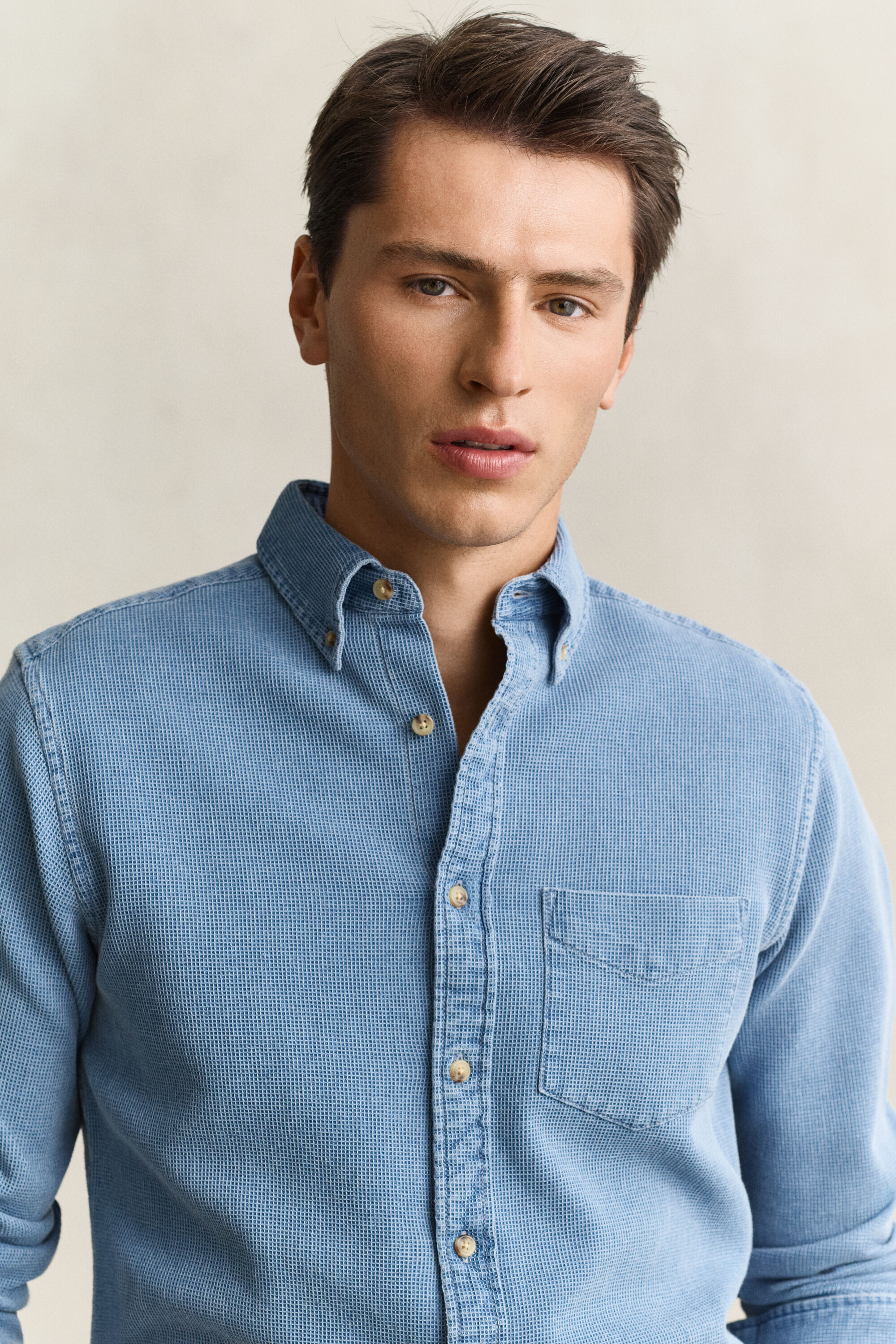 Camicia indaco a nido d’ape