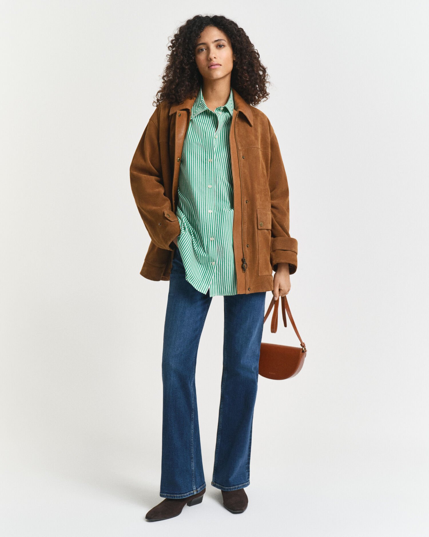 Camicia classica in popeline a righe oversize