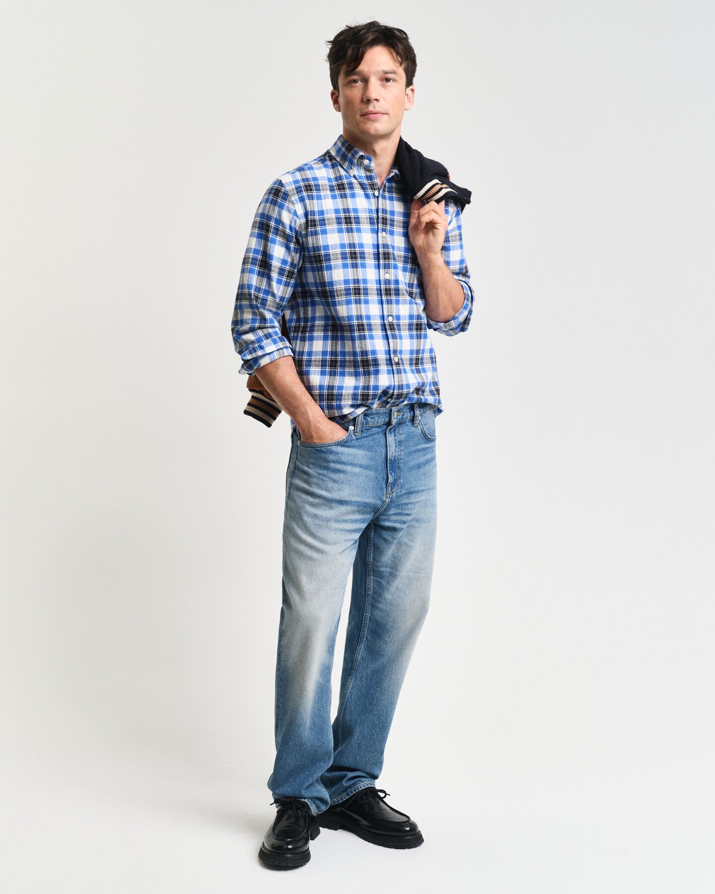 Camicia a quadri testurizzata regular fit