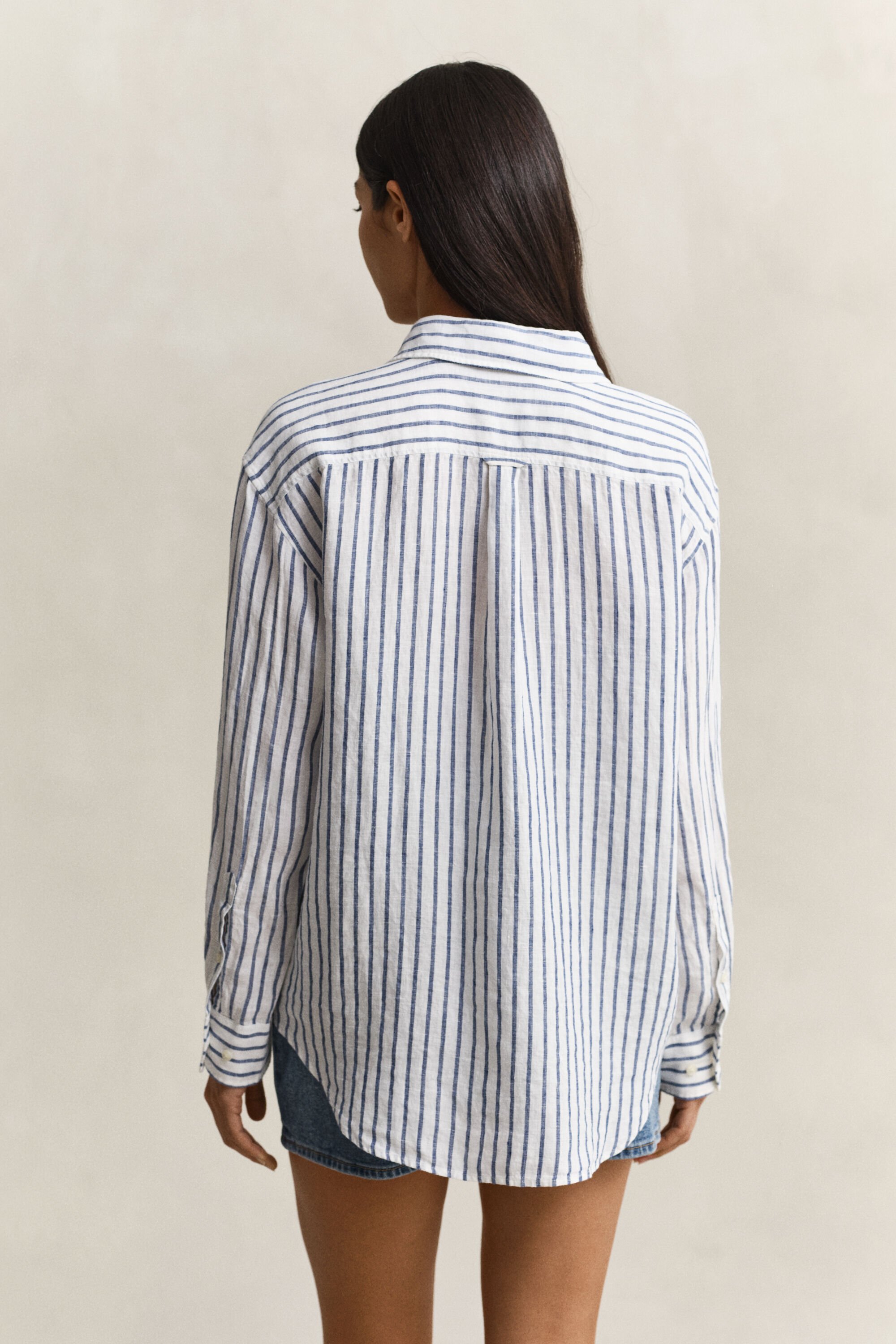 Camicia di lino a righe relaxed fit