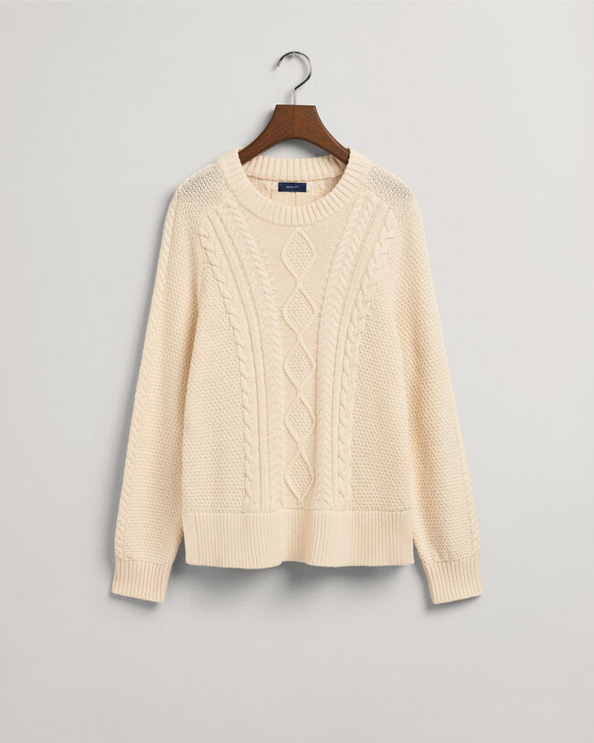 Maglia girocollo a trecce