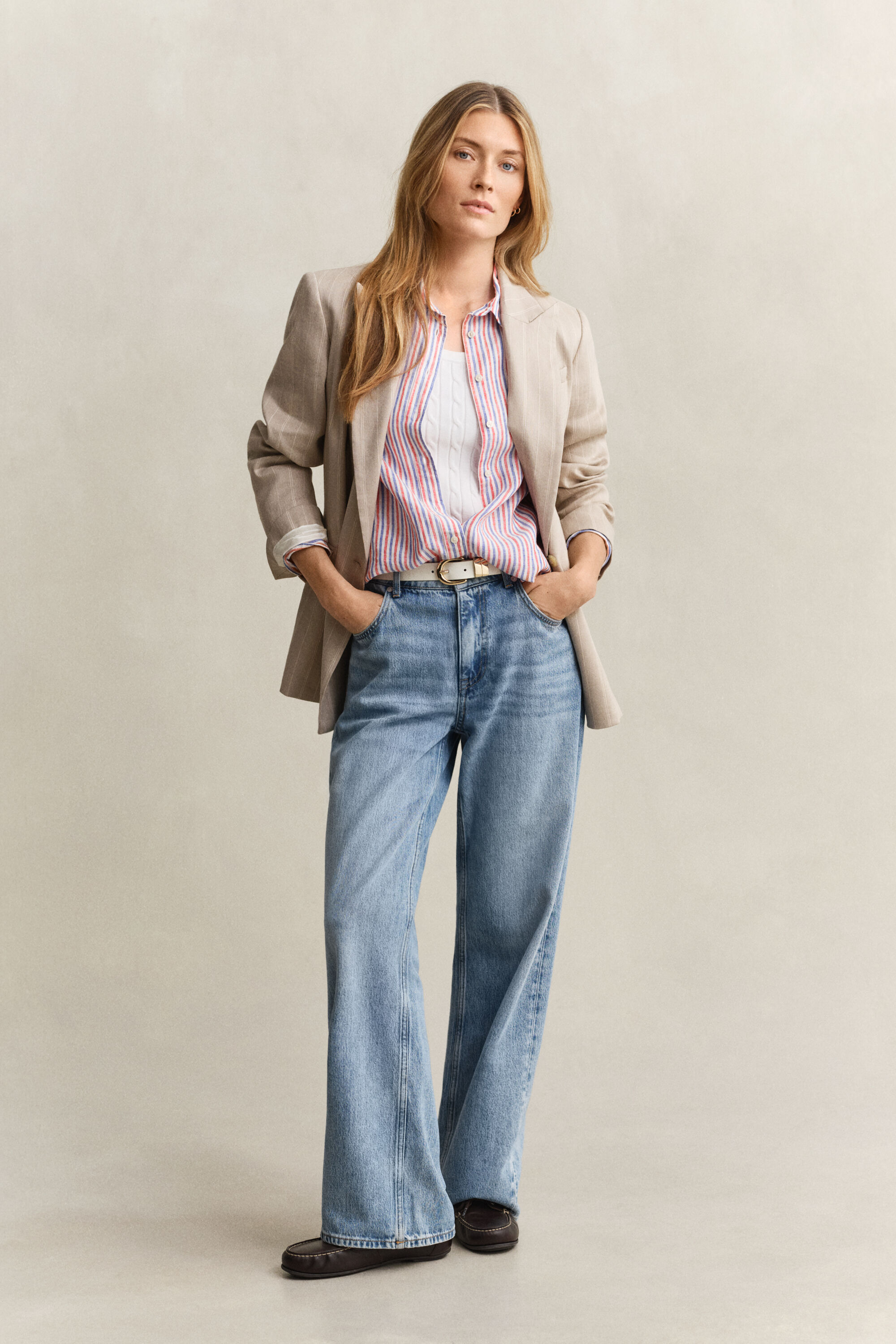 Camicia di lino a righe regular fit