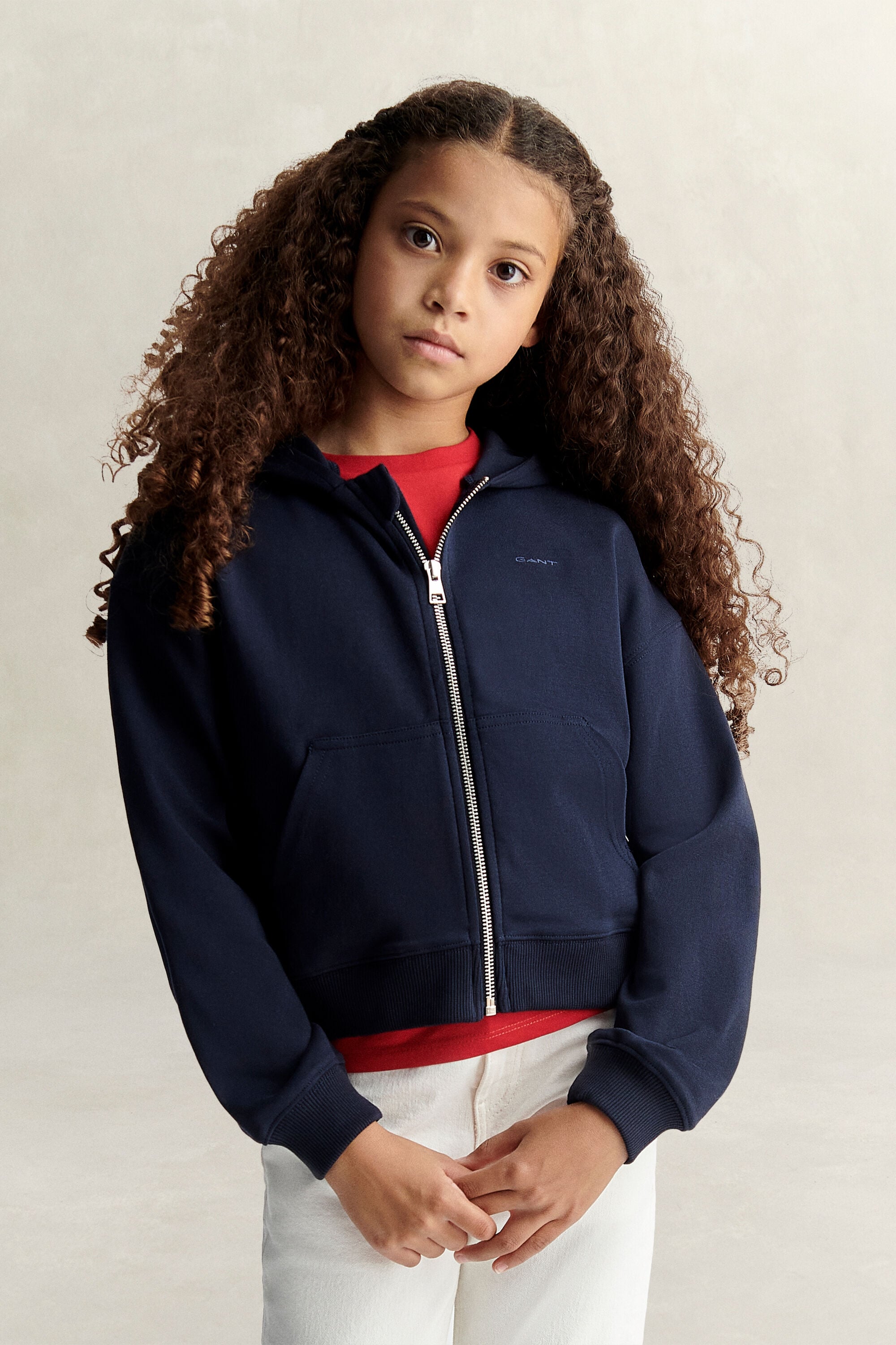 Felpa corta con zip e cappuccio Teen Girls