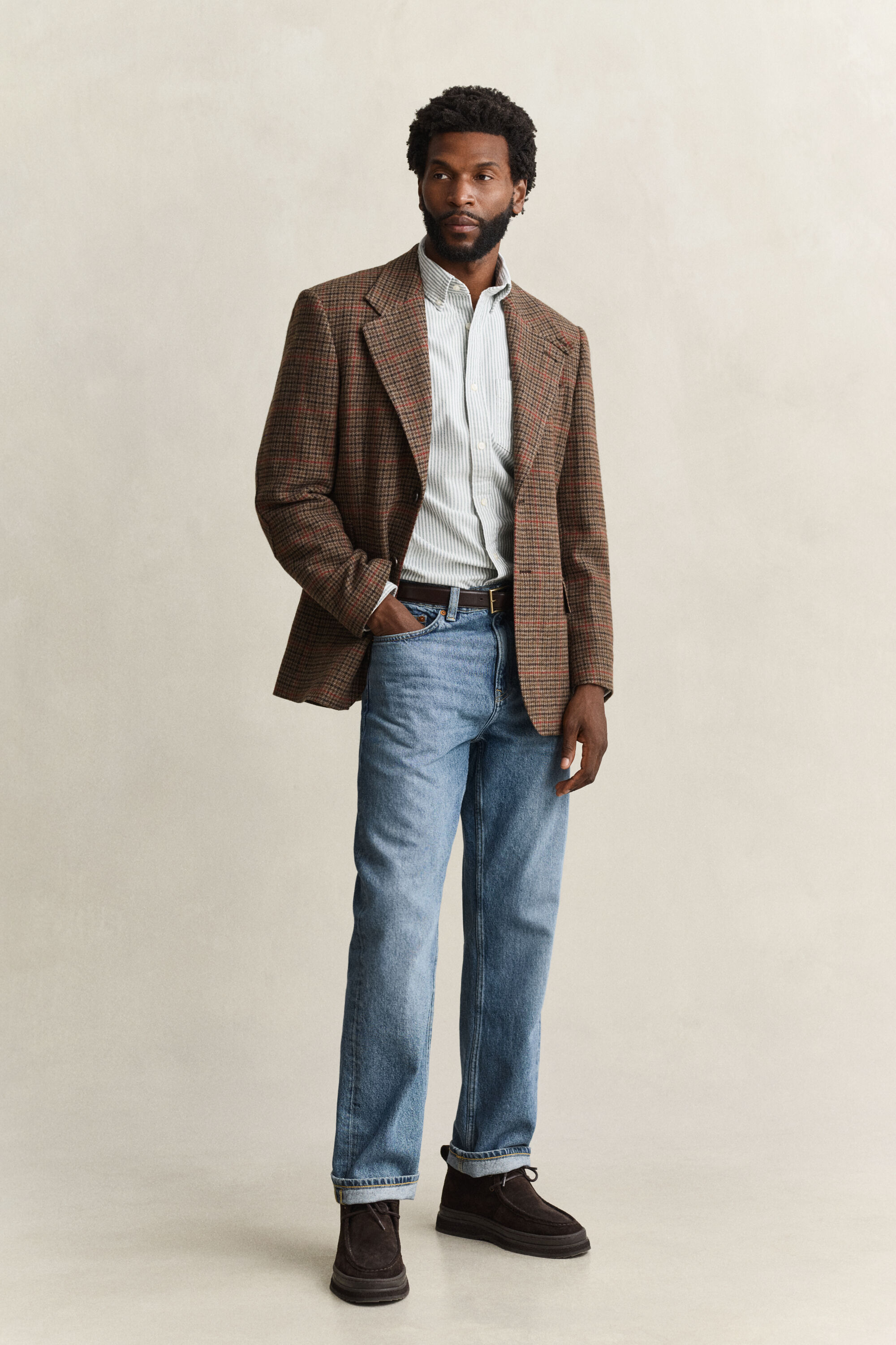 Camicia Oxford spazzolata a righe