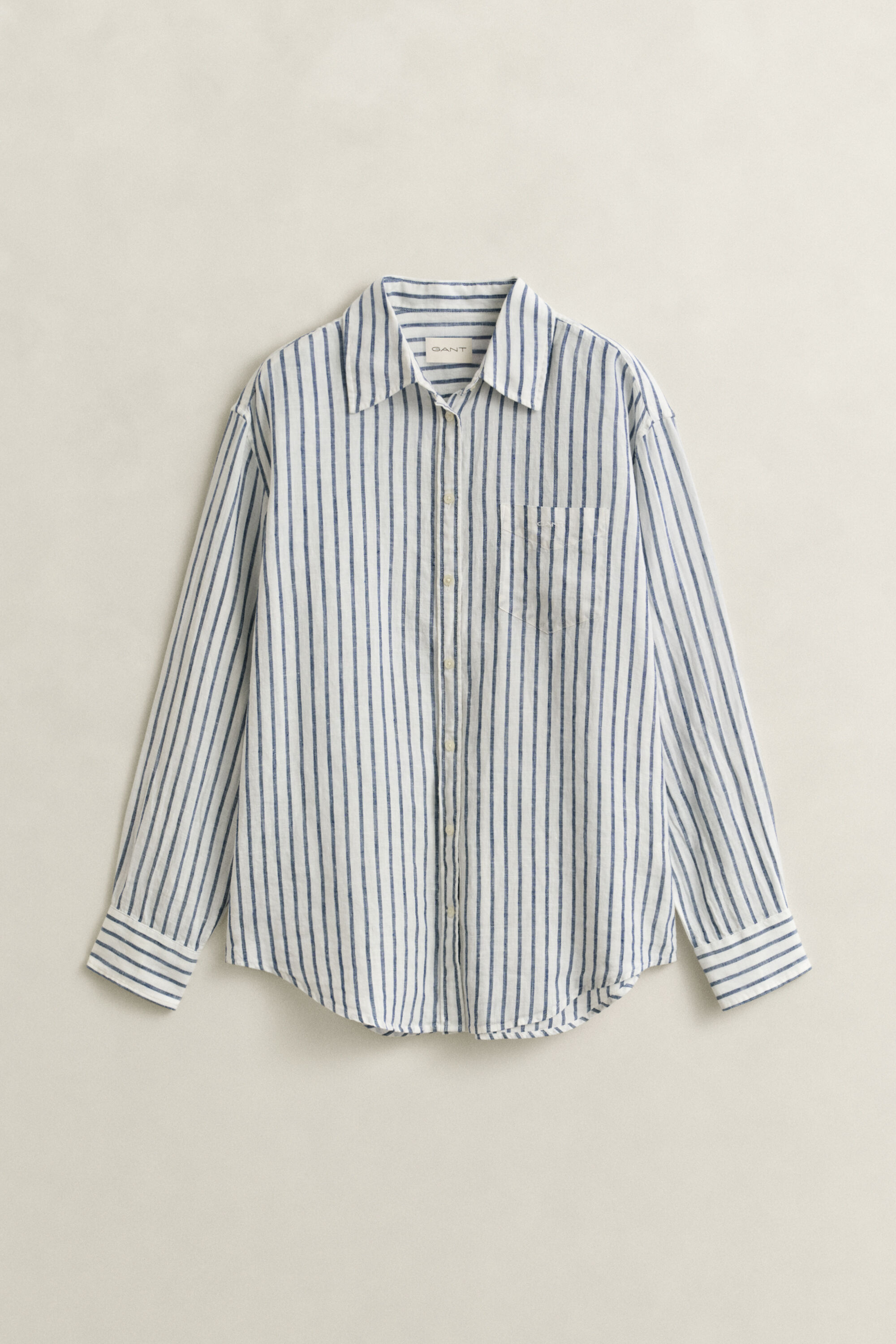 Camicia di lino a righe relaxed fit
