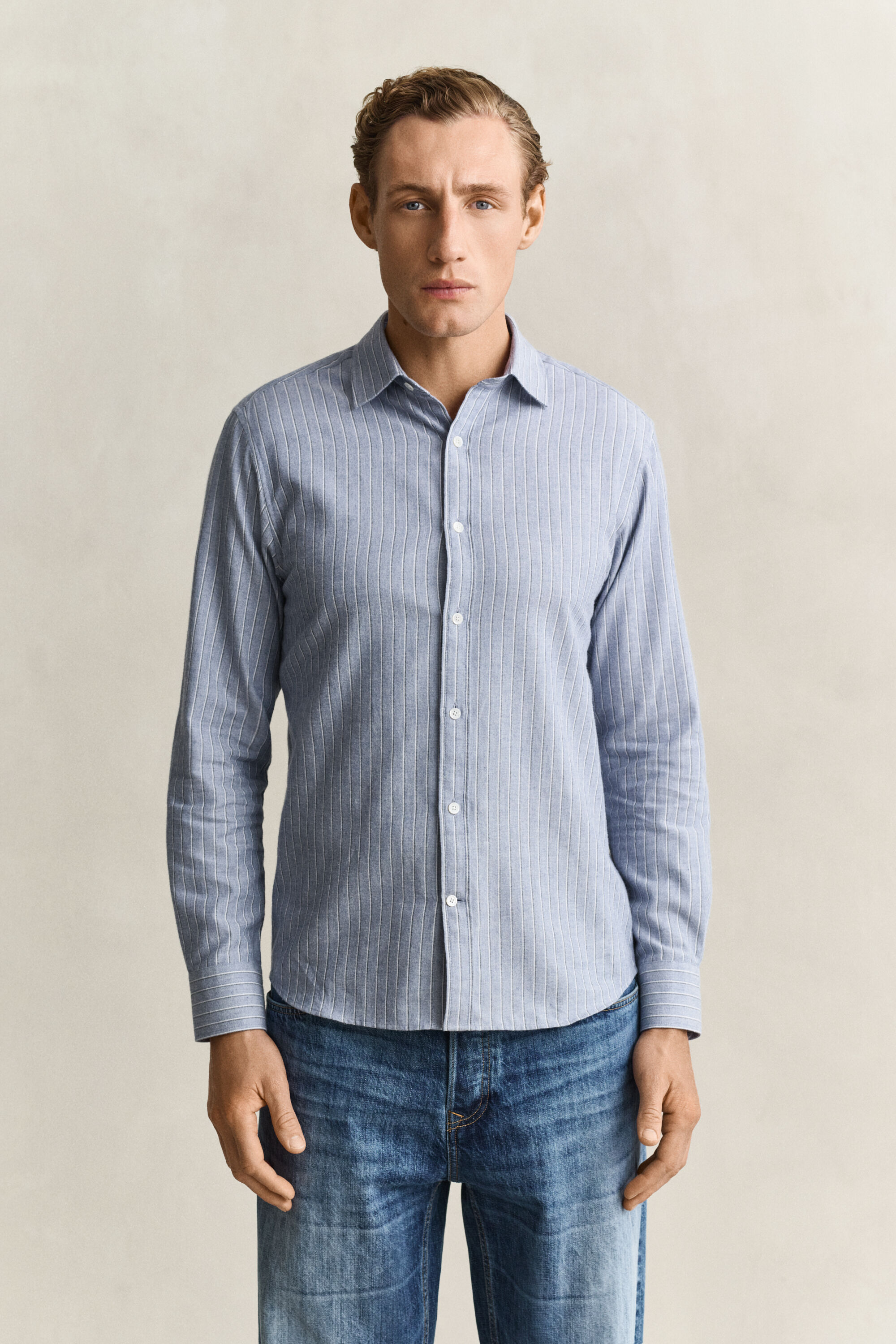 Camicia in flanella mélange a righe
