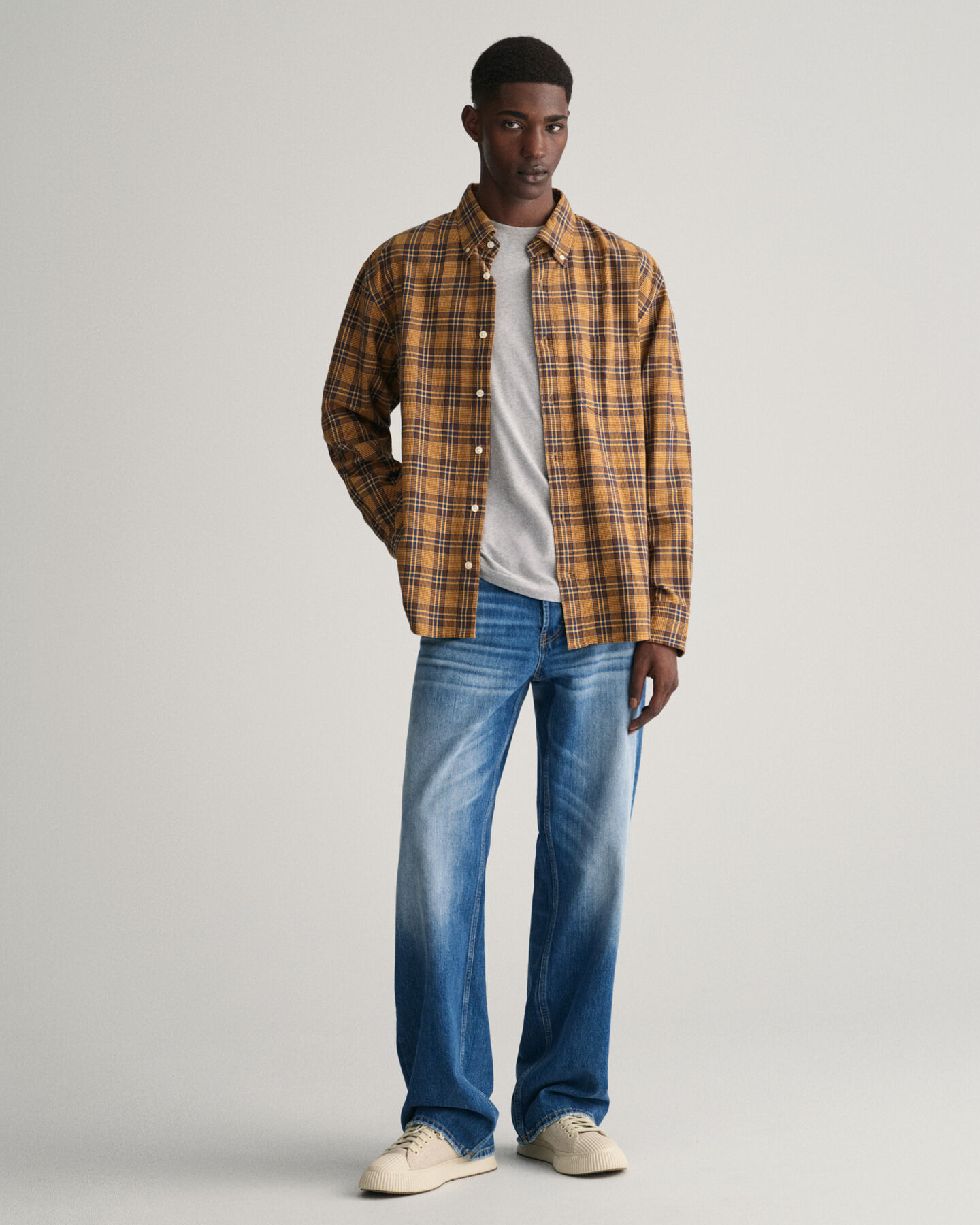 Camicia a quadri testurizzata relaxed fit