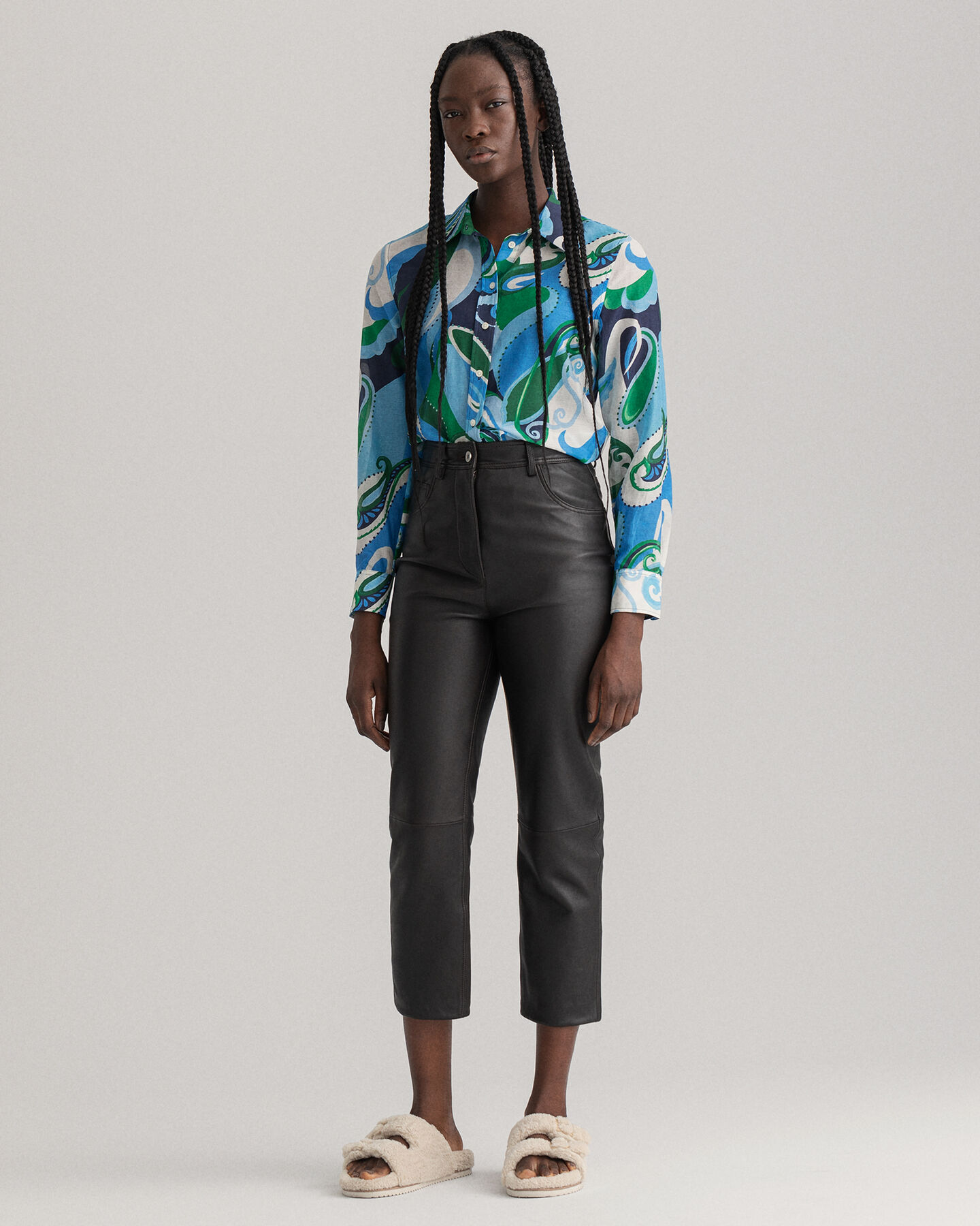 Camicia in misto cotone e seta cachemire regular fit