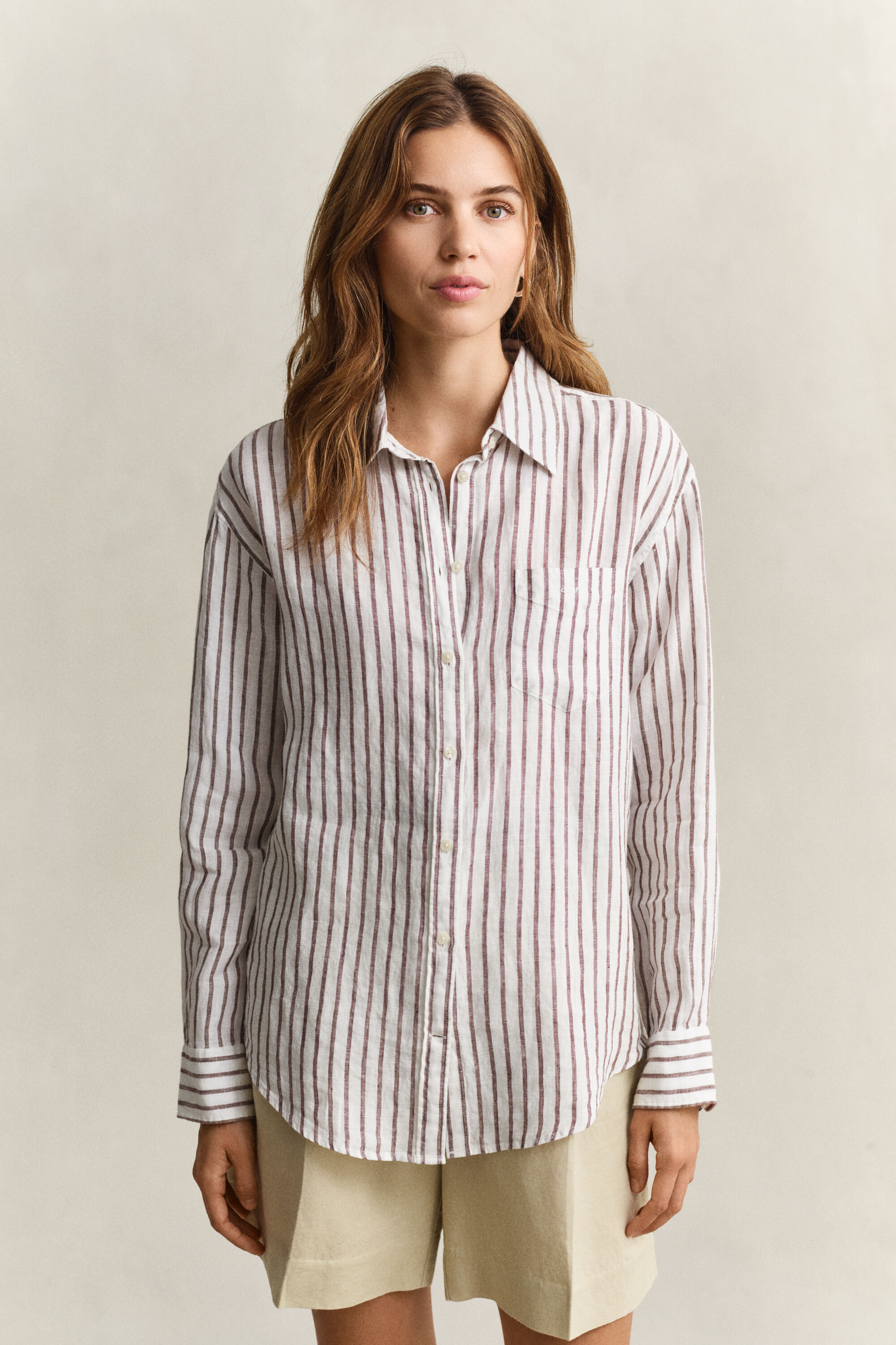 Camicia di lino a righe relaxed fit