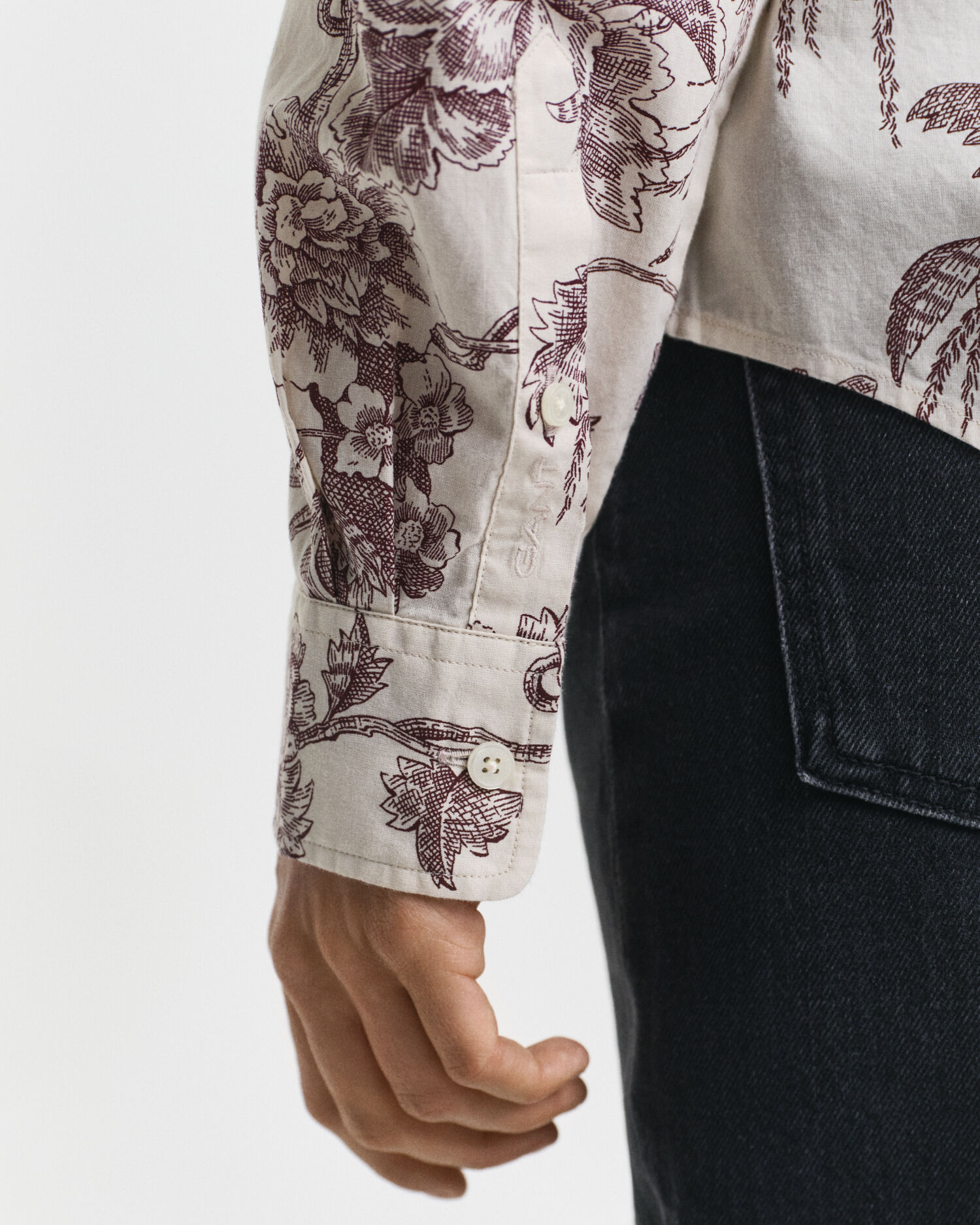 Camicia in misto cotone-voile con stampa di albero regular fit