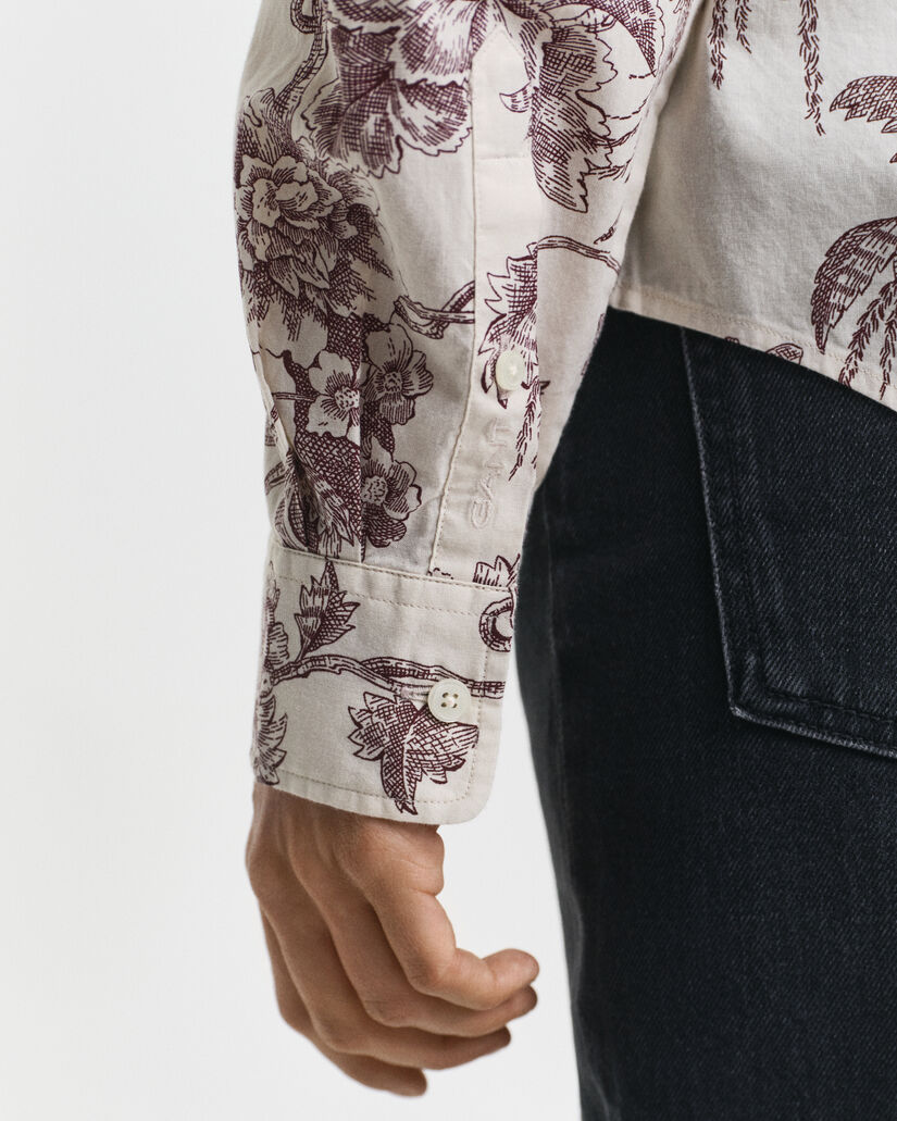 Camicia in misto cotone-voile con stampa di albero regular fit