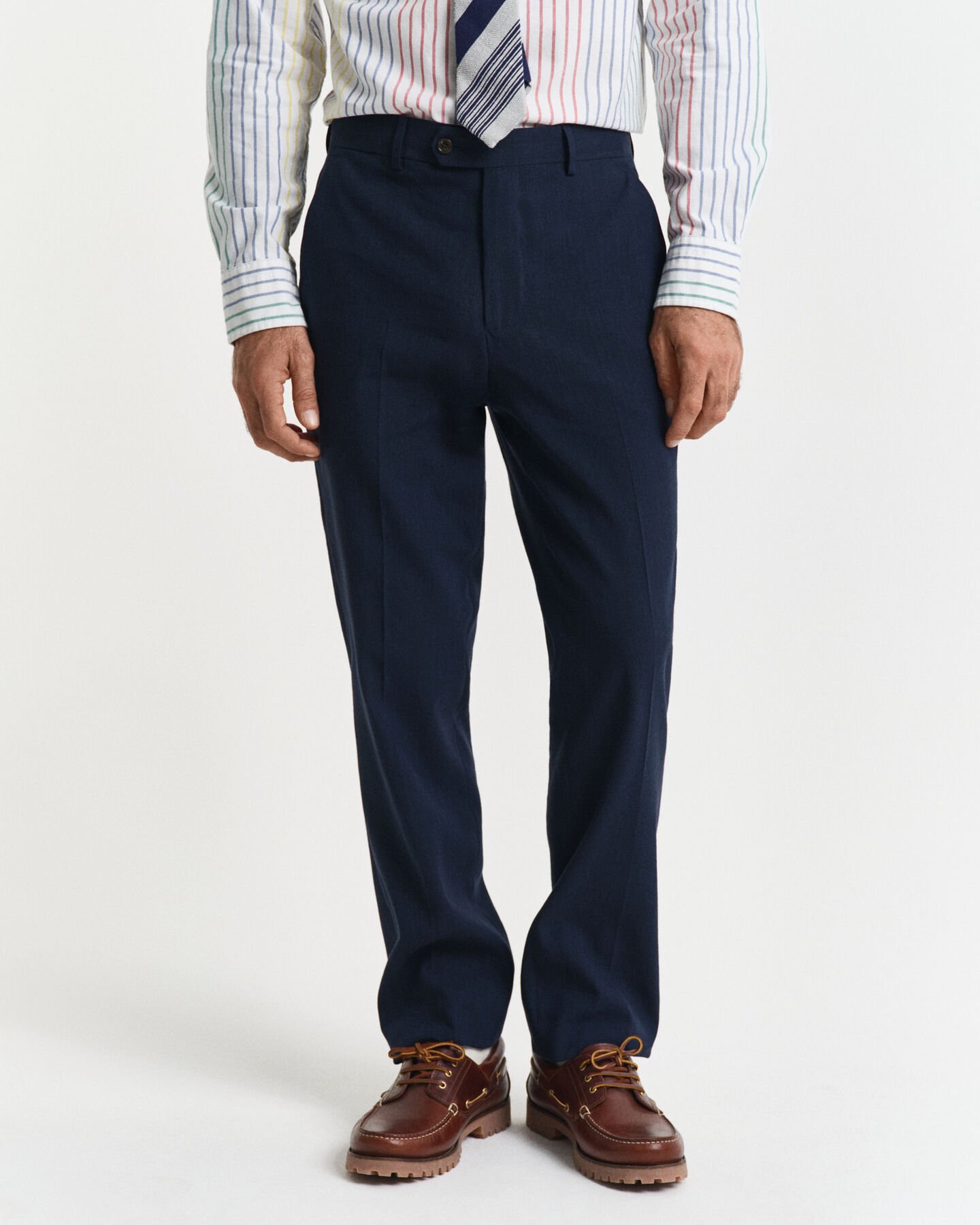Pantaloni da abito in misto lino-cotone slim fit