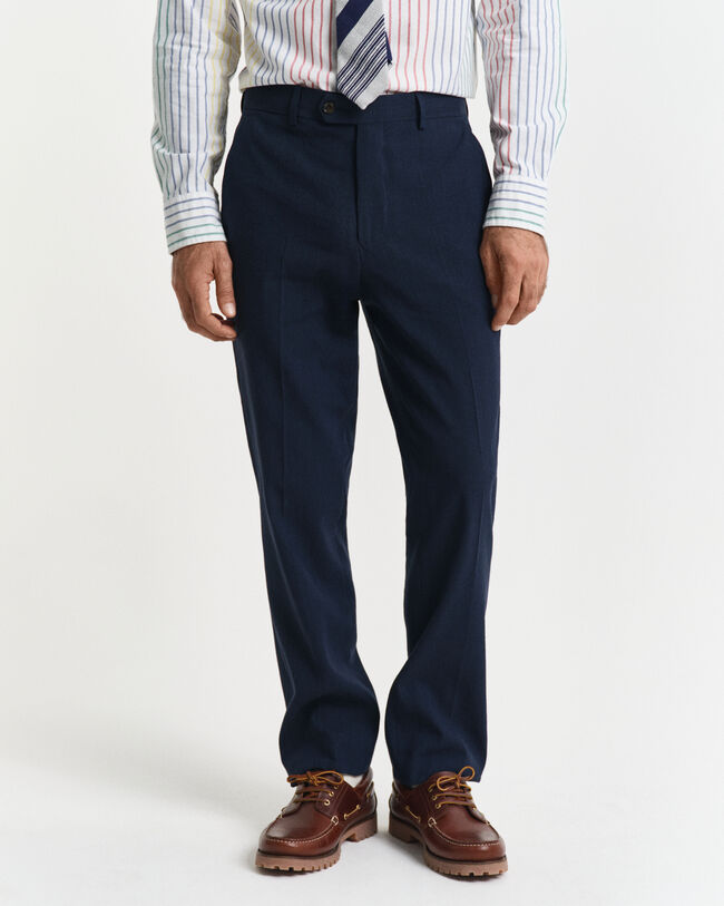 Pantaloni da abito in misto lino-cotone slim fit