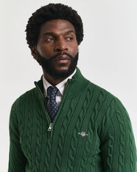 Maglia con zip corta in cotone a trecce