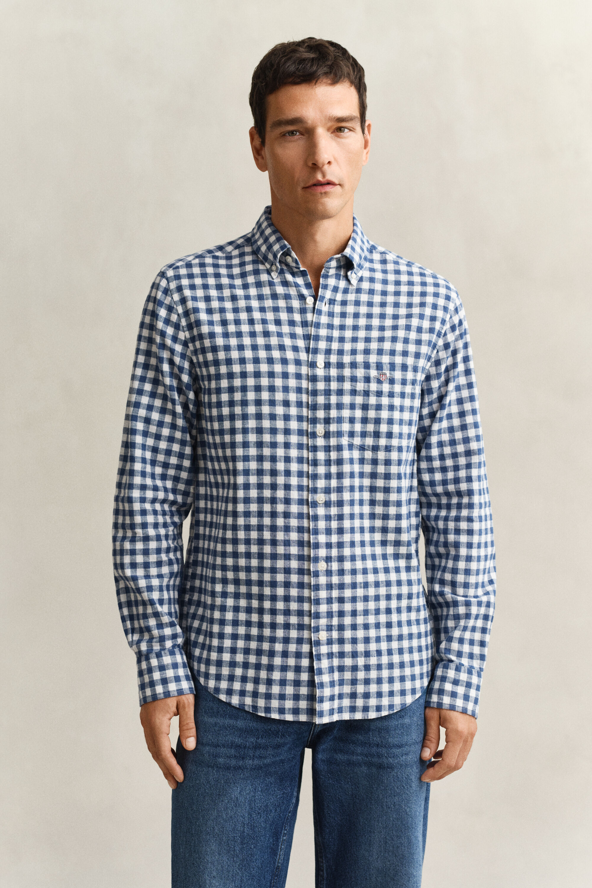 Camicia in misto lino percalle