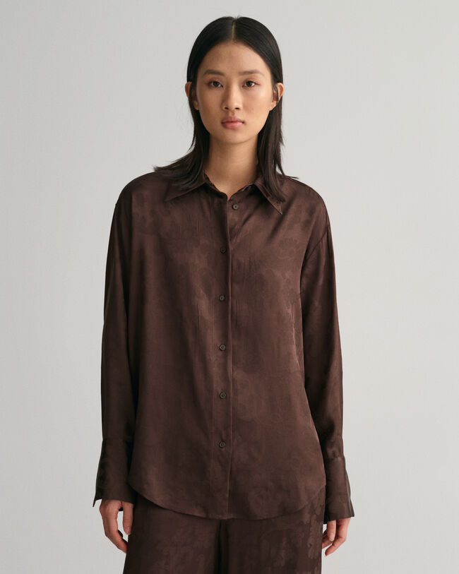 Camicia jacquard in pizzo relaxed fit