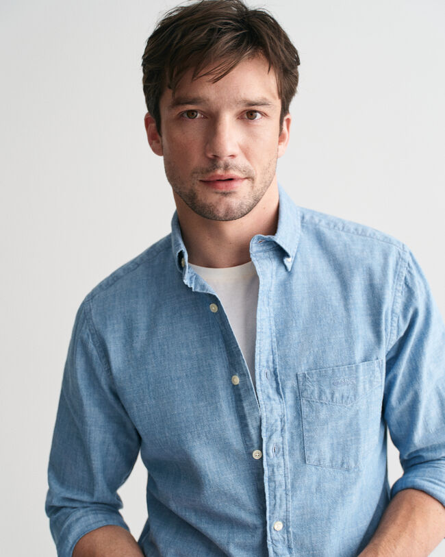Camicia indaco in chambray regular fit