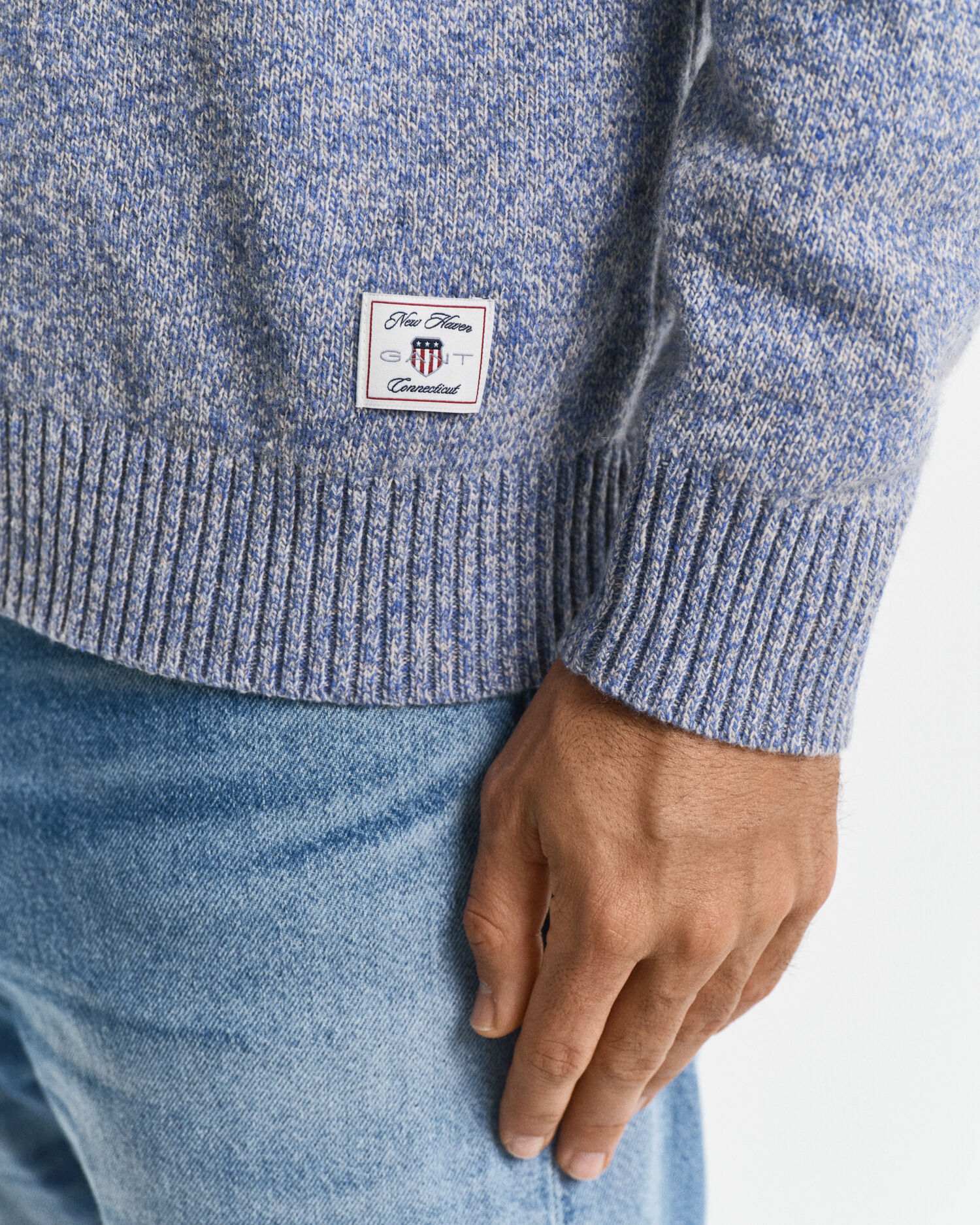 Maglia girocollo in misto lana mouliné