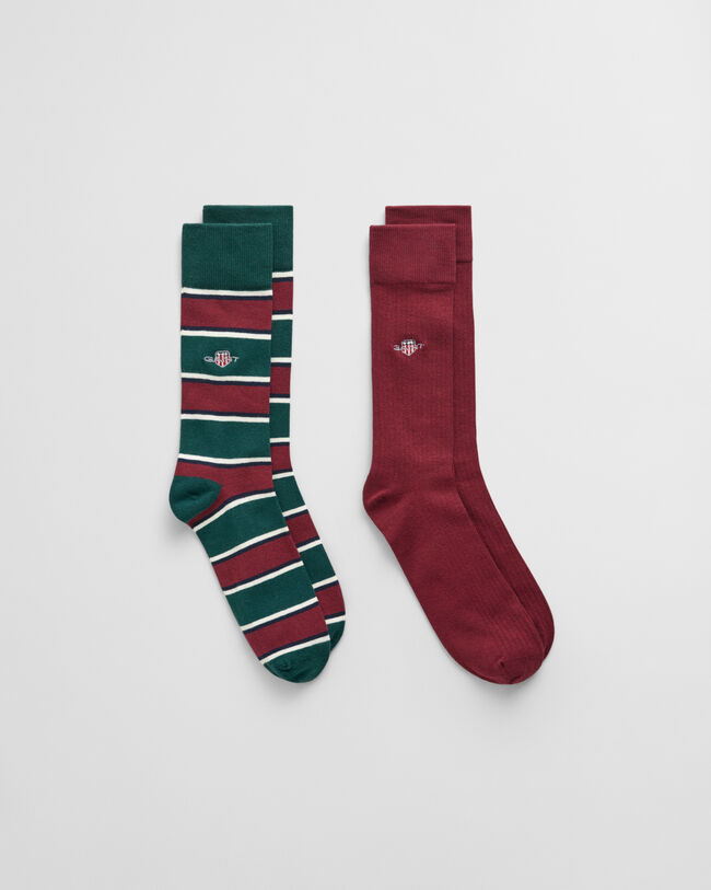 Confezione da 2 paia di calzini a strisce e a coste