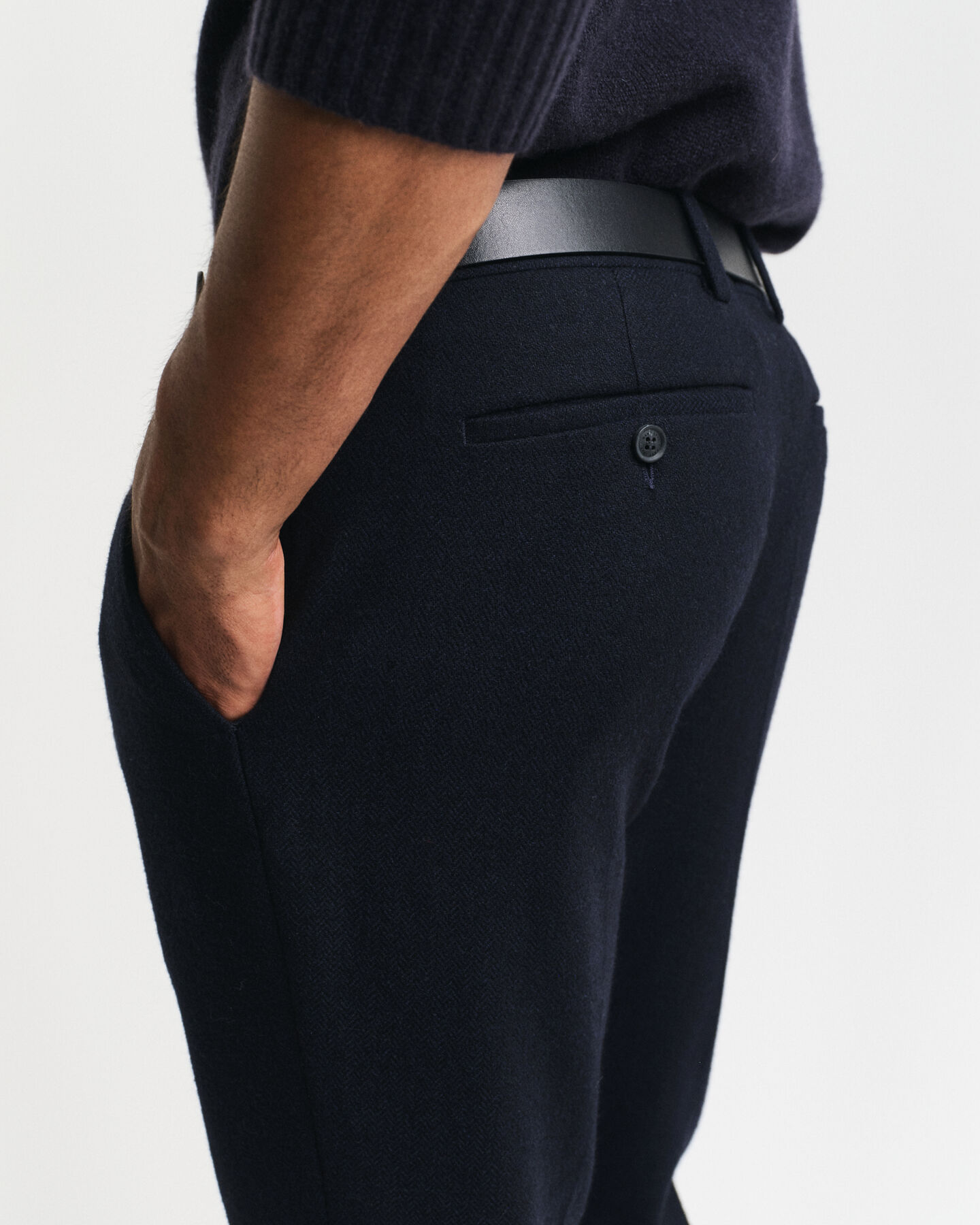 Pantaloni da abito con motivo a spina di pesce slim fit