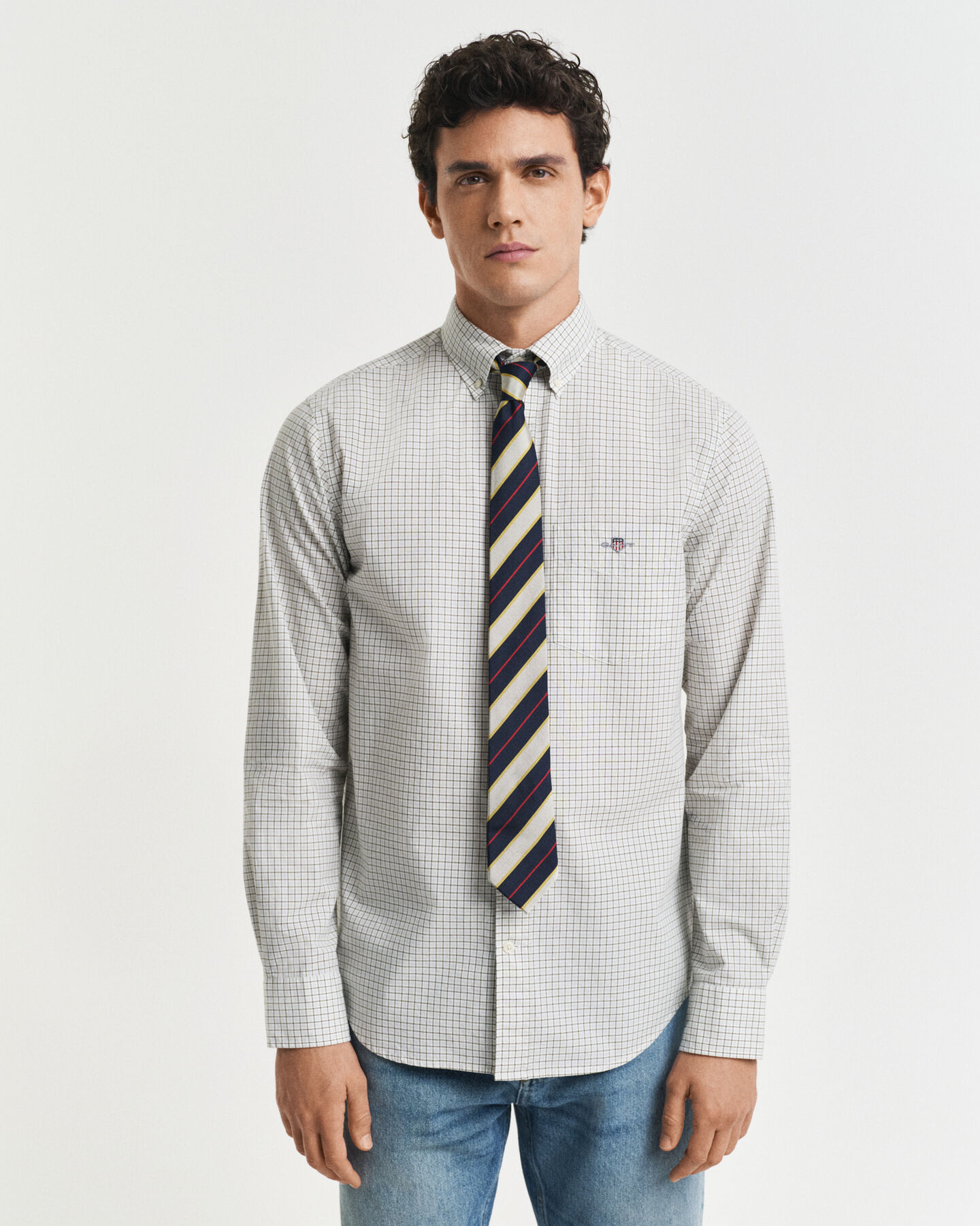 Classica camicia in popeline a quadri regular fit