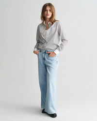 Camicia a righe con colletto a contrasto regular fit