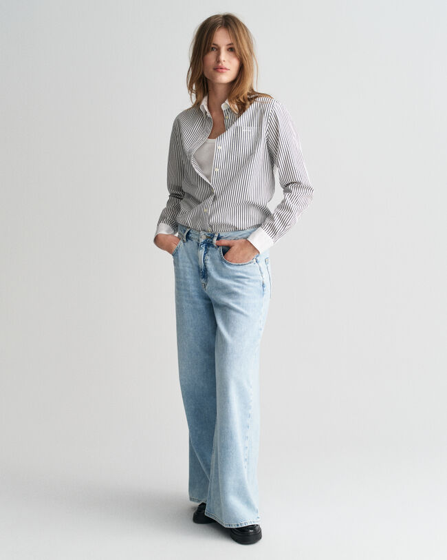 Camicia a righe con colletto a contrasto regular fit