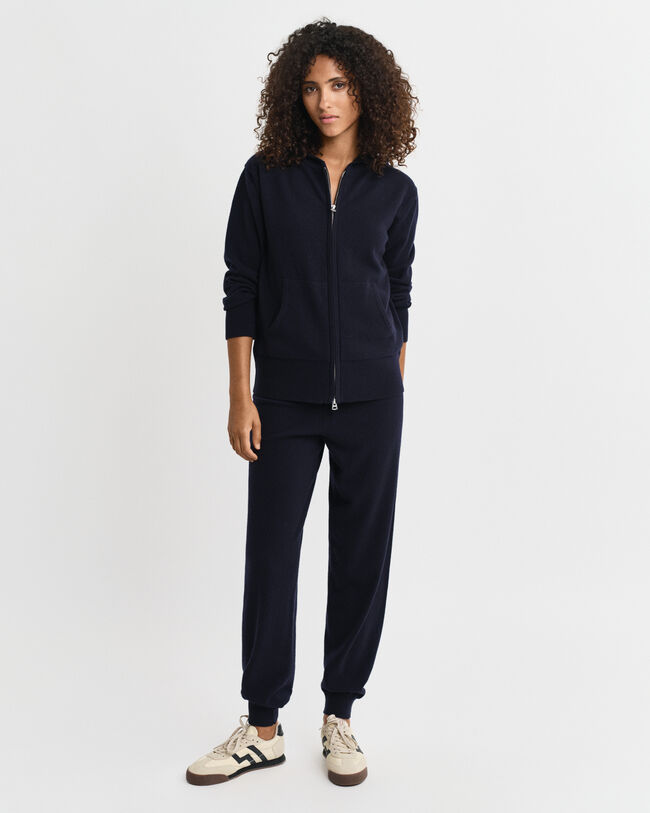 Felpa con zip e cappuccio in finissima lana d'agnello