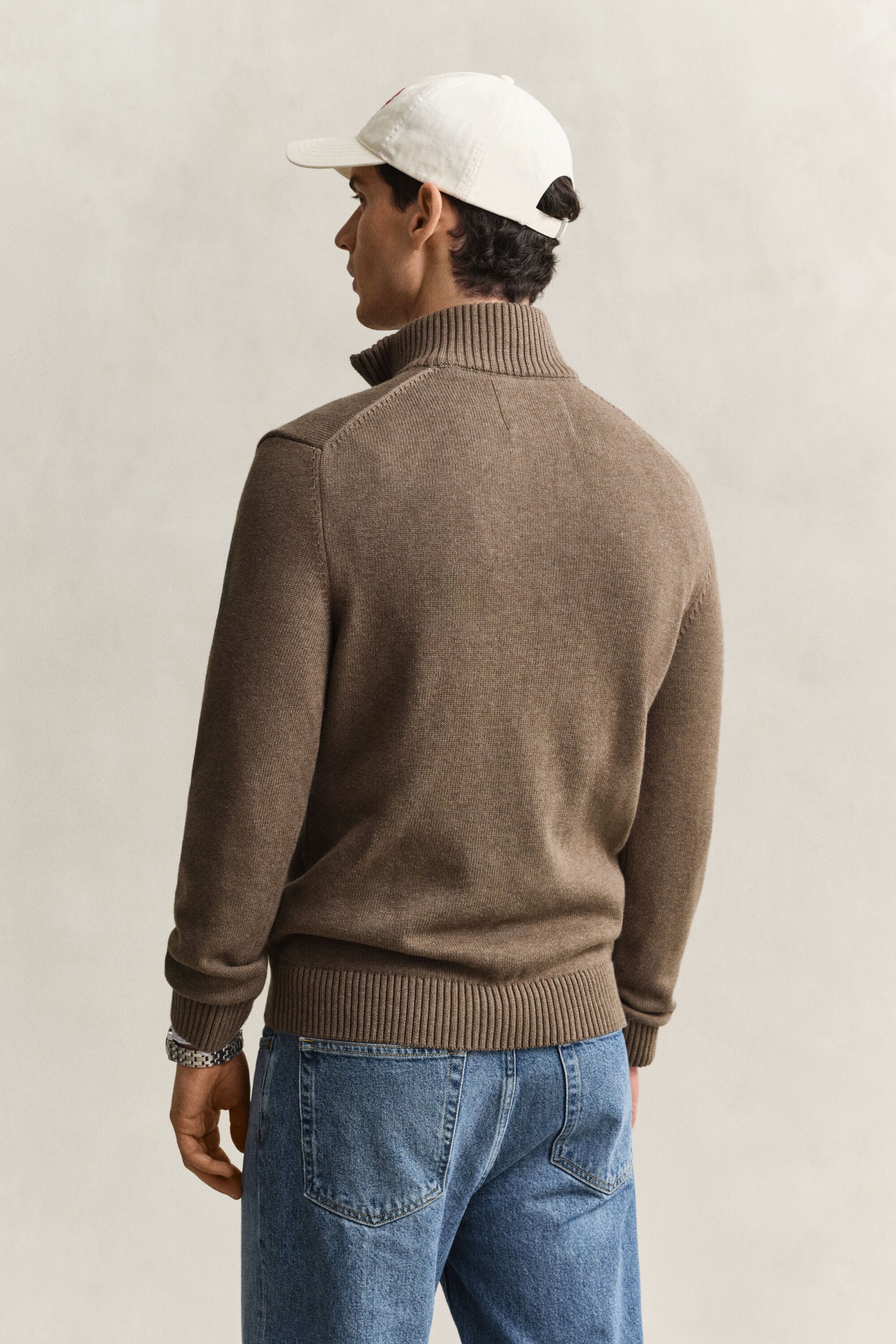 Maglia in cotone casual con zip corta