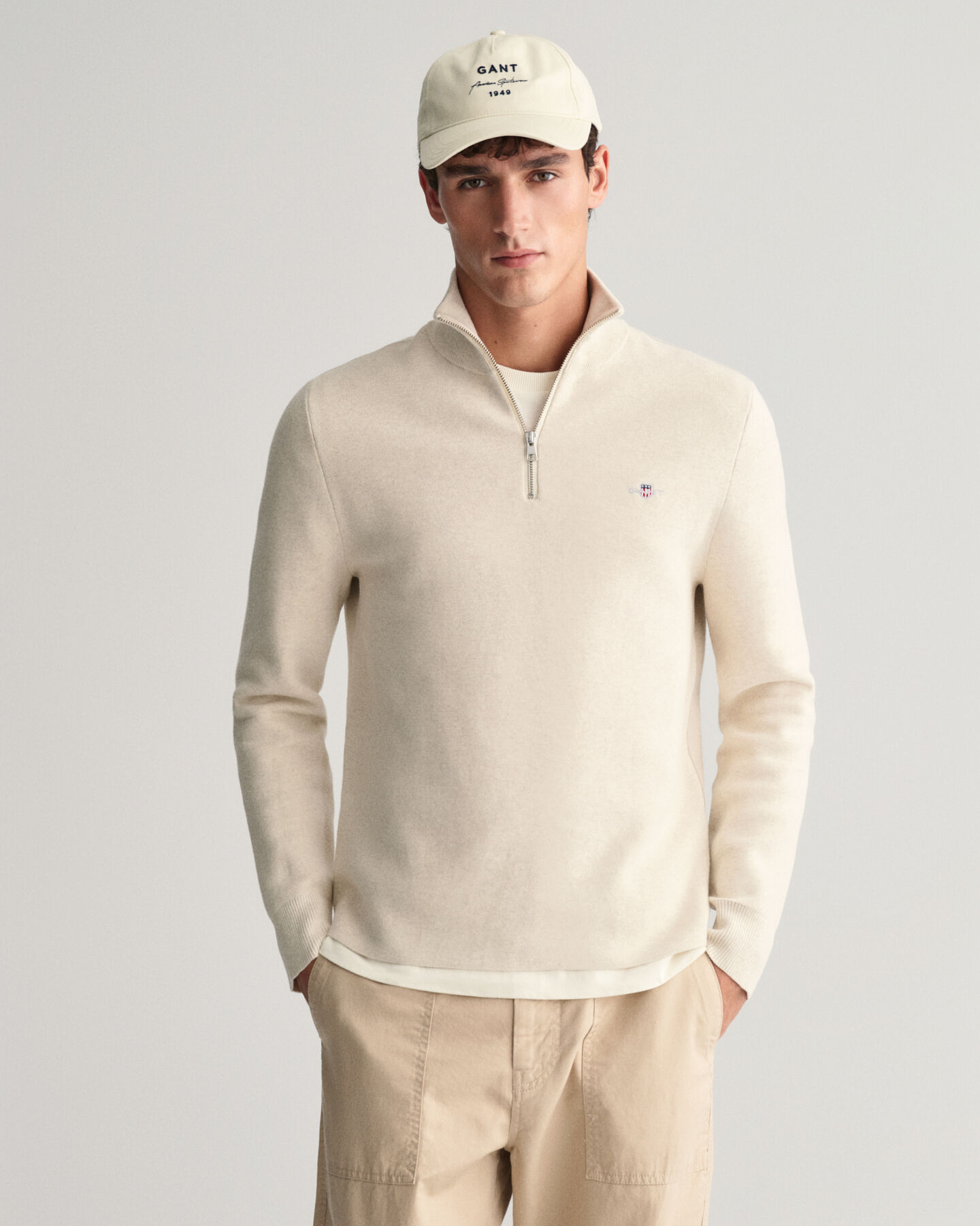 Maglia in cotone con zip corta Milano Knit