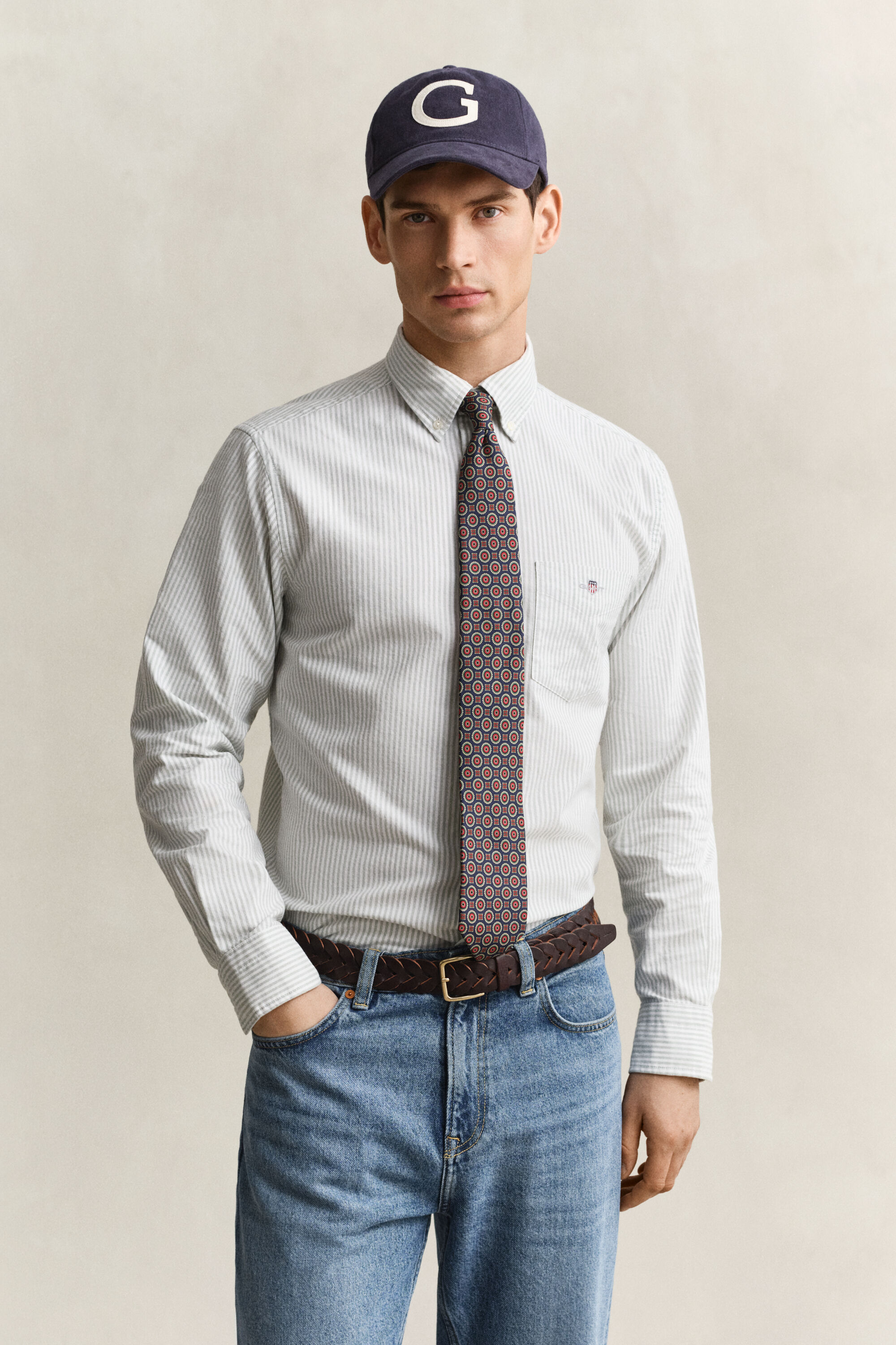 Camicia Oxford classica a righe Banker