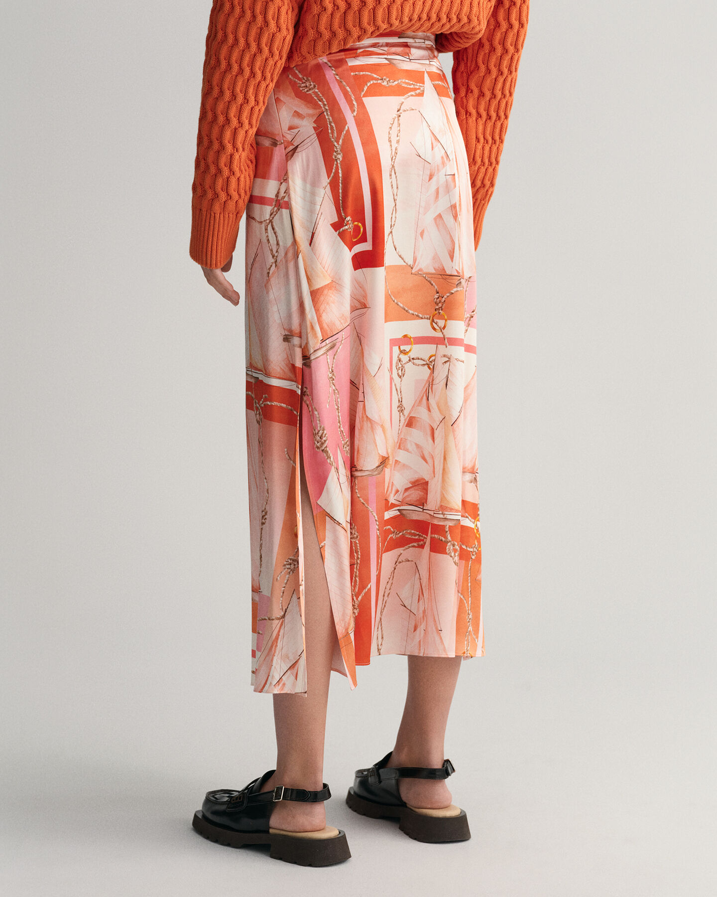 Gonna lunga in seta con stampa Sailing