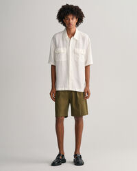 Camicia a maniche corte in lyocell di lino relaxed fit