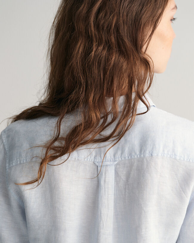 Camicia di lino a quadri in chambray regular fit